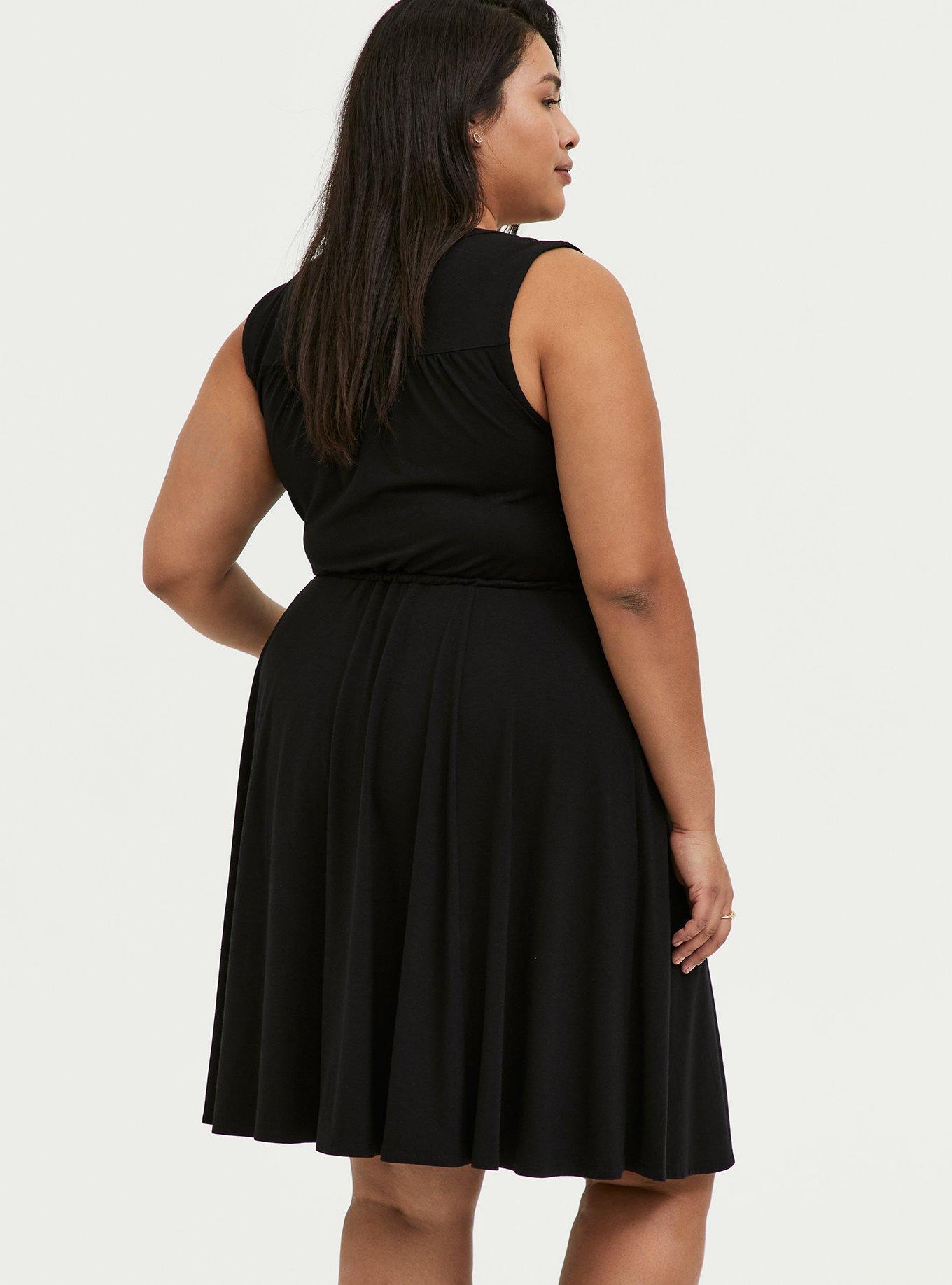 Plus Size Mini Jersey Zip-Front Shirt Dress, DEEP BLACK, alternate