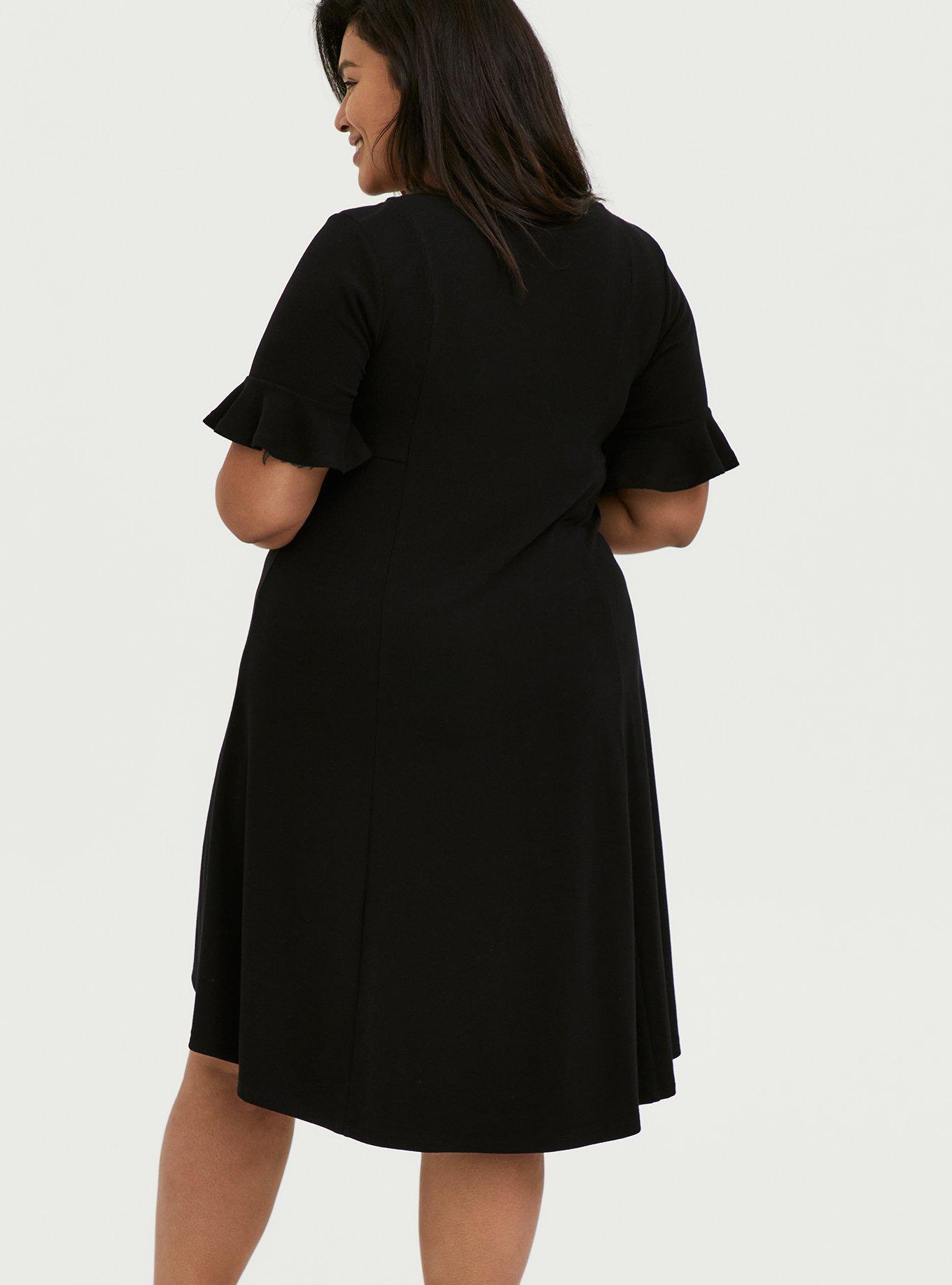 Plus Size - Black Rib Button Hi-Lo Dress - Torrid