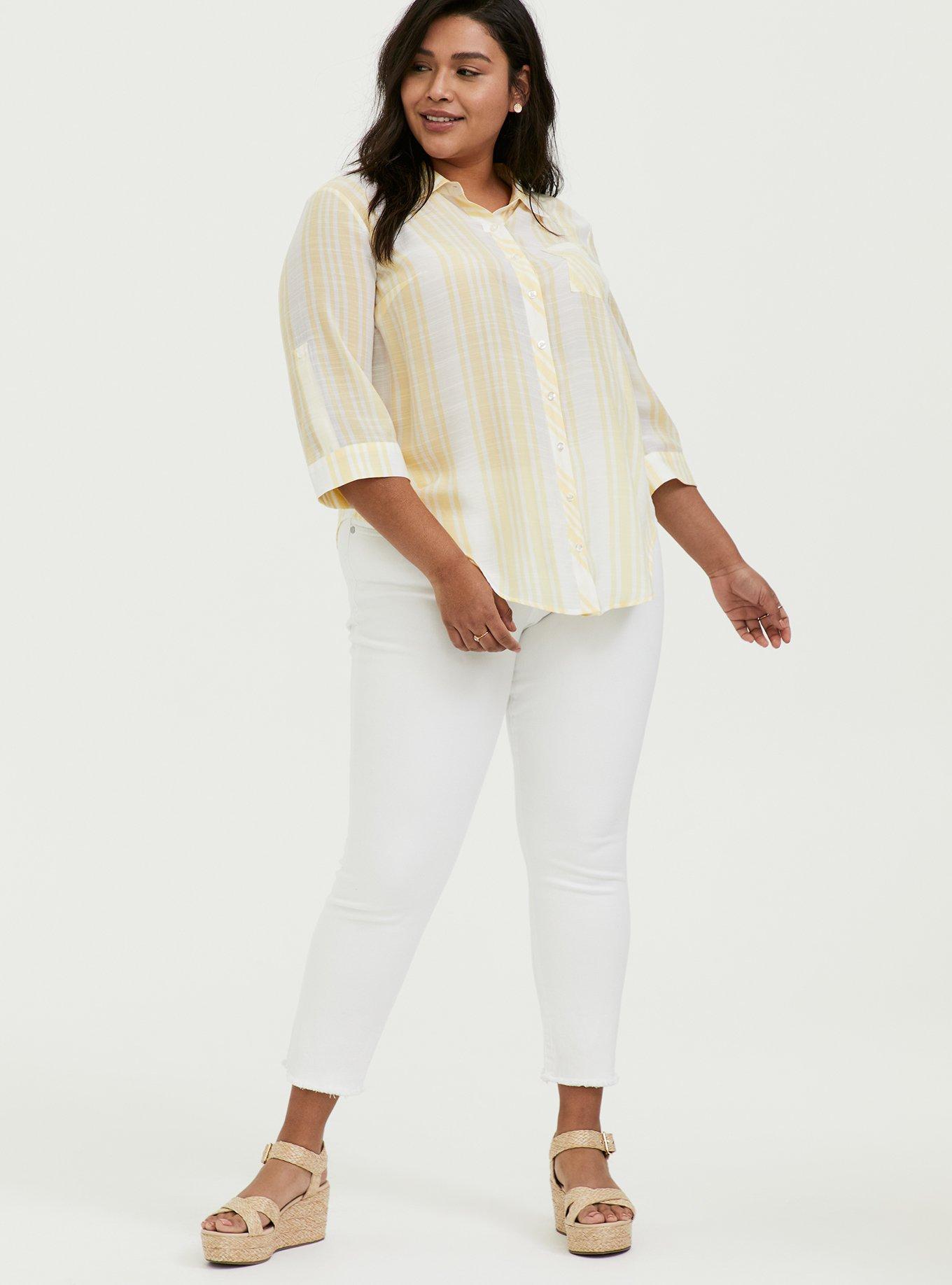 Yellow Stripe Button Front Pocket Shirt, MILLENNIAL YELLOW, alternate
