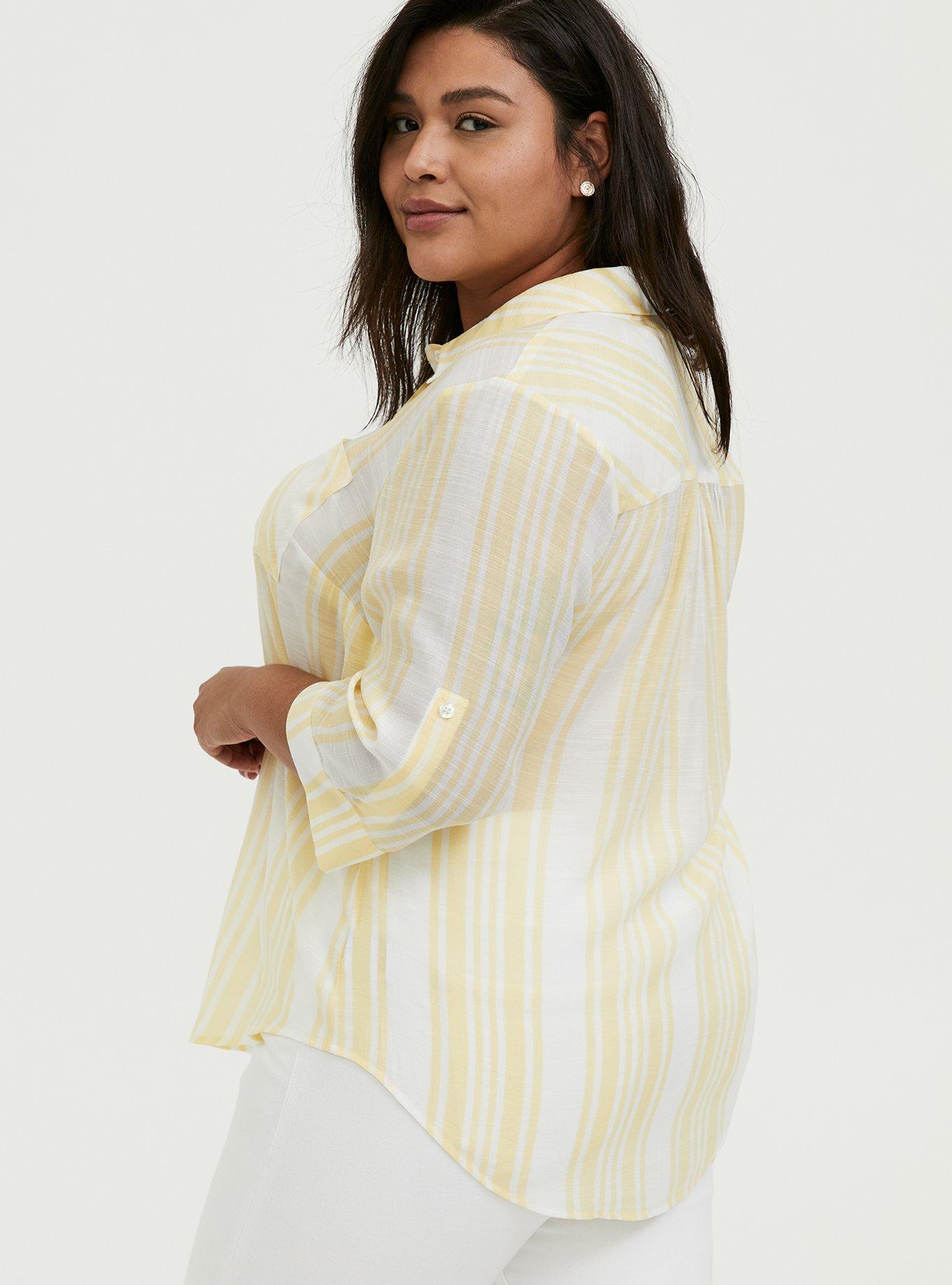 Yellow Stripe Button Front Pocket Shirt, MILLENNIAL YELLOW, alternate