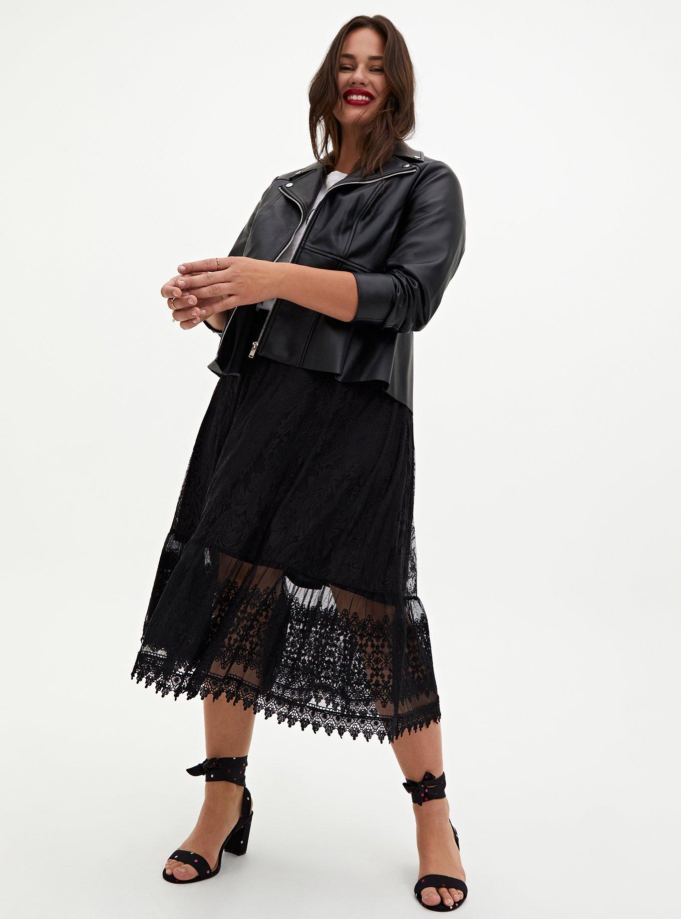 Plus Size - Black Lace Midi Skirt - Torrid