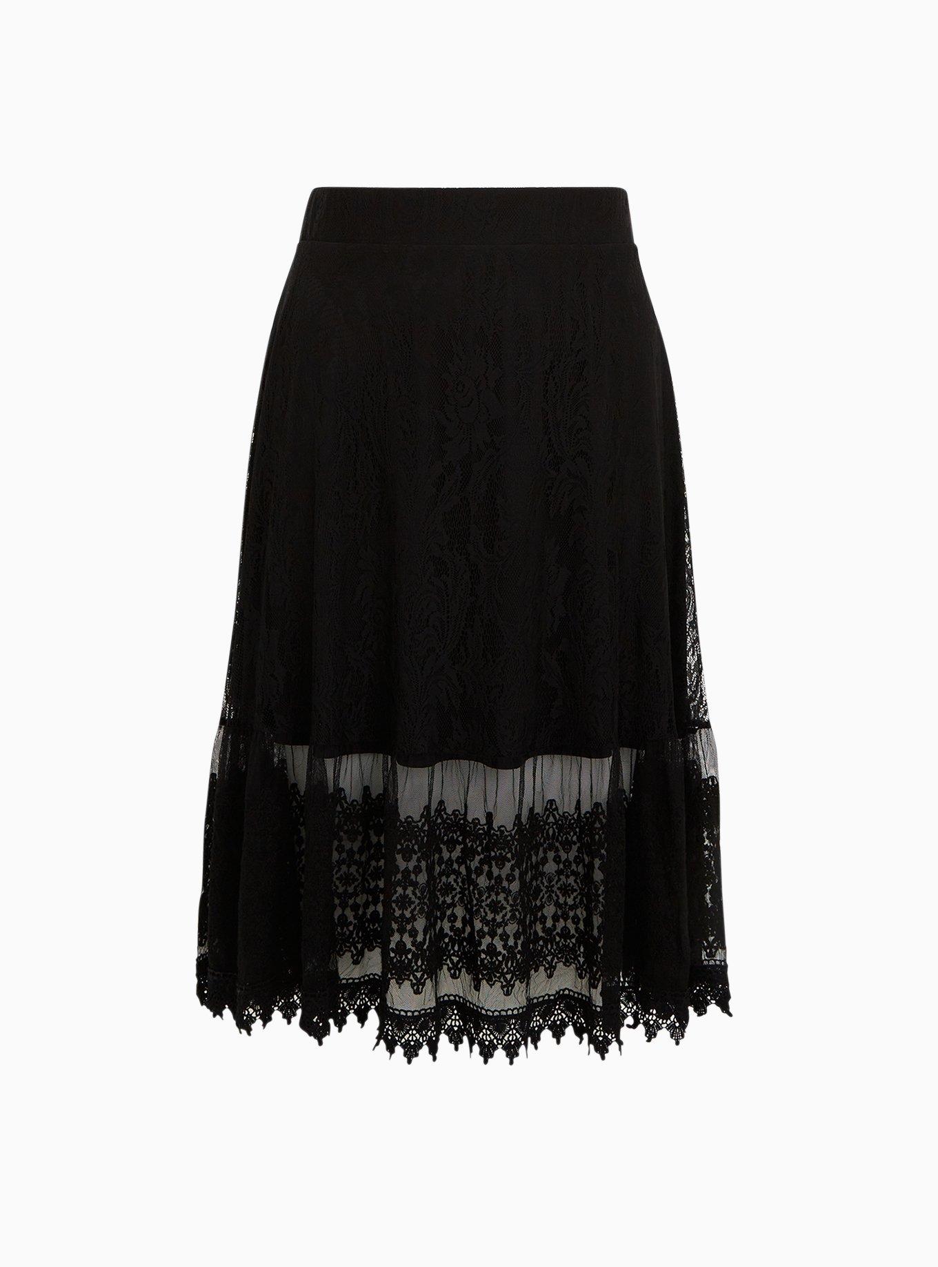 Plus Size - Black Lace Midi Skirt - Torrid