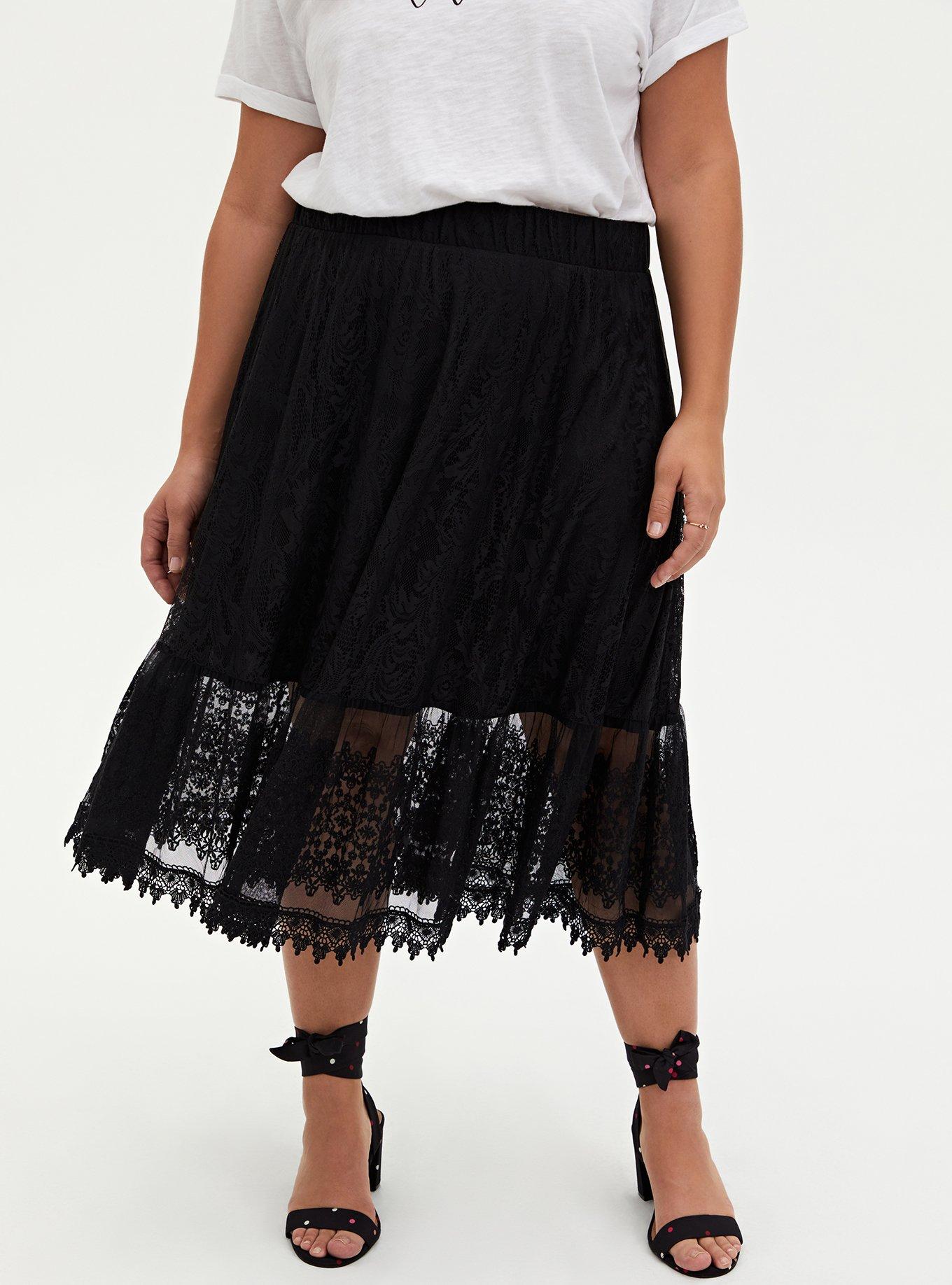 Plus size shop lace midi skirt