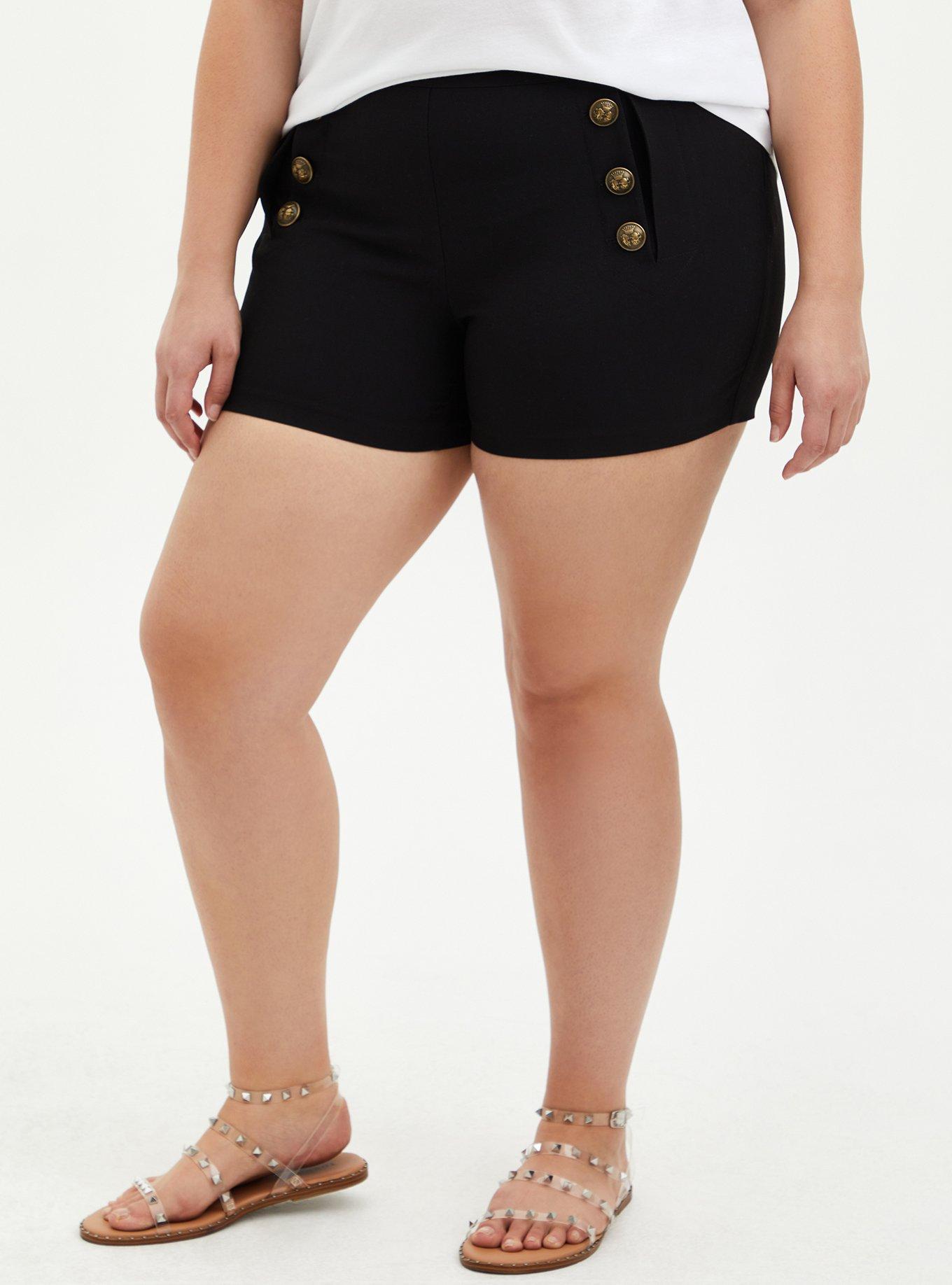 Plus Size - Black Button High Rise Short - Torrid