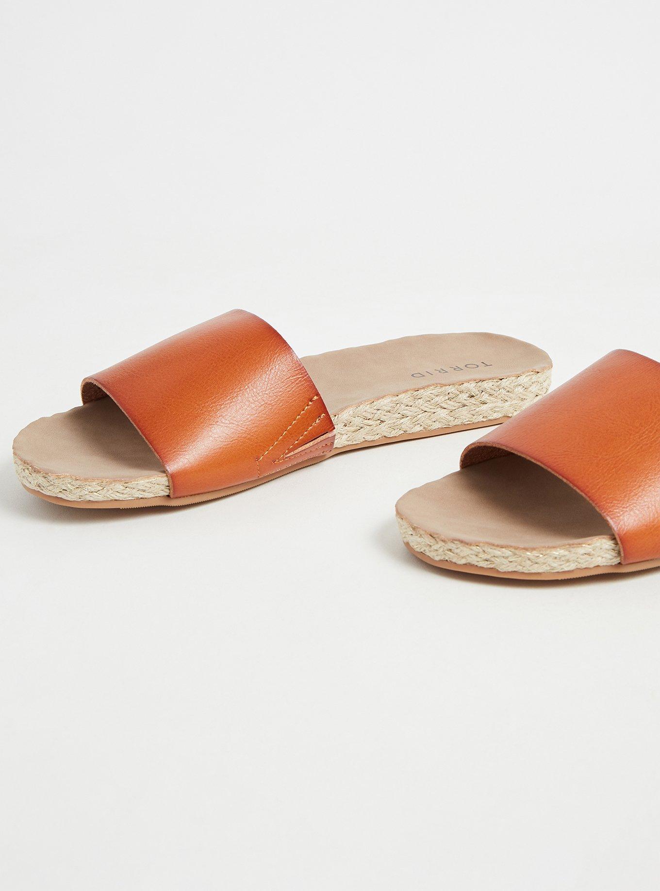 Plus Size - Cognac Faux Leather Espadrille Slide (WW) - Torrid