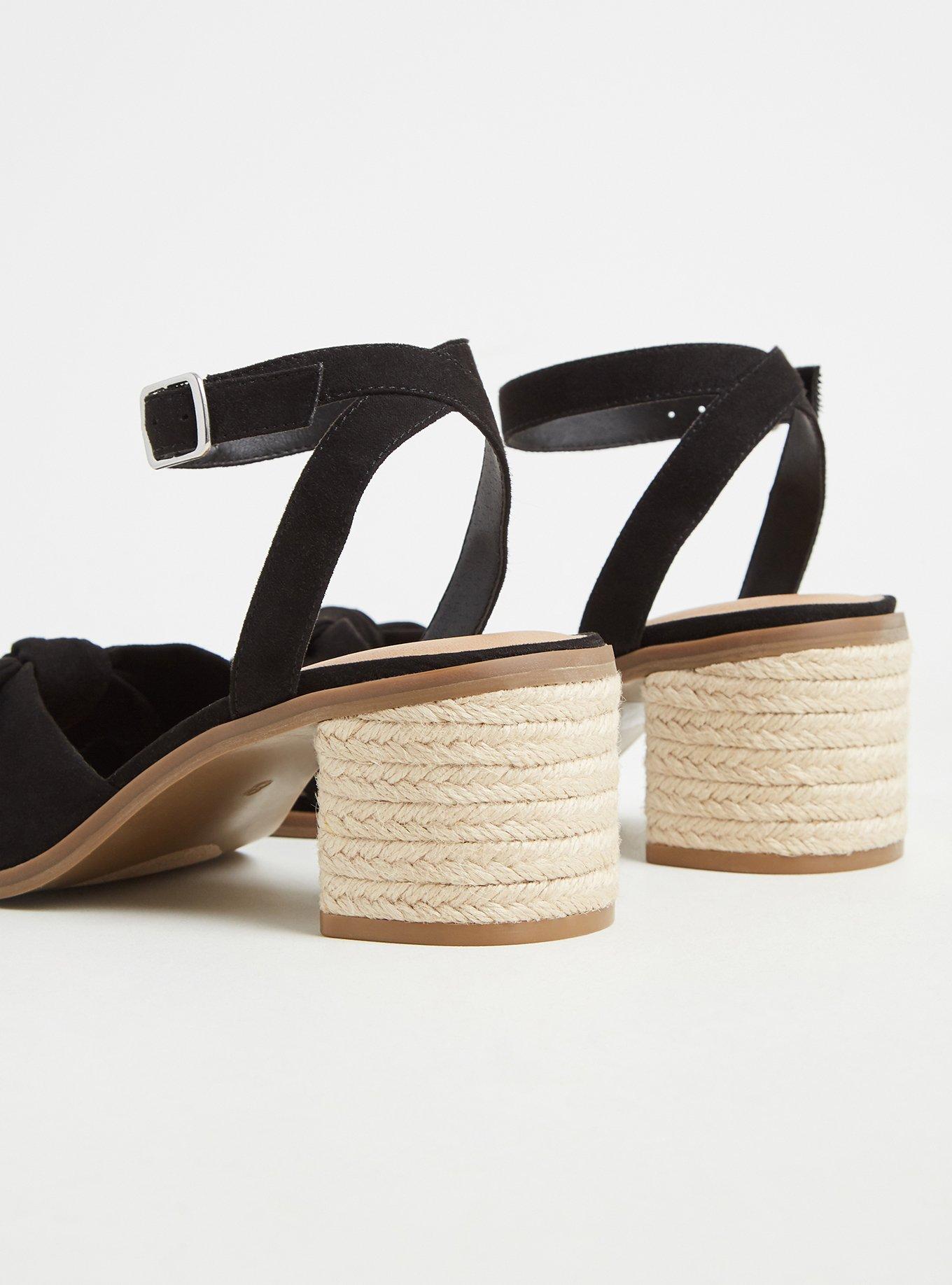 Bow Front Espadrille Block Heel (WW), BLACK, alternate
