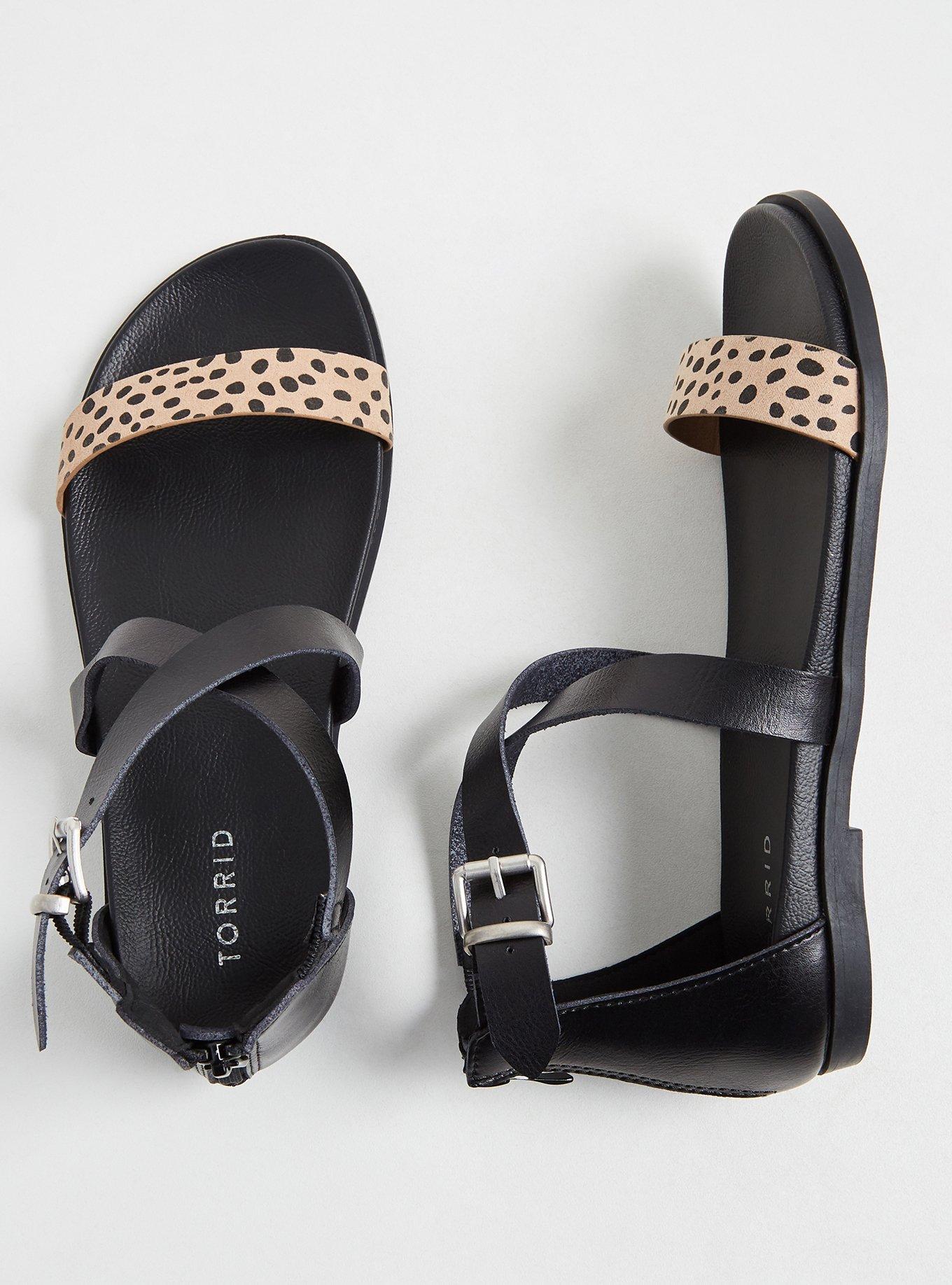 Plus Size - Leopard & Black Faux Leather Gladiator Sandal (WW) - Torrid