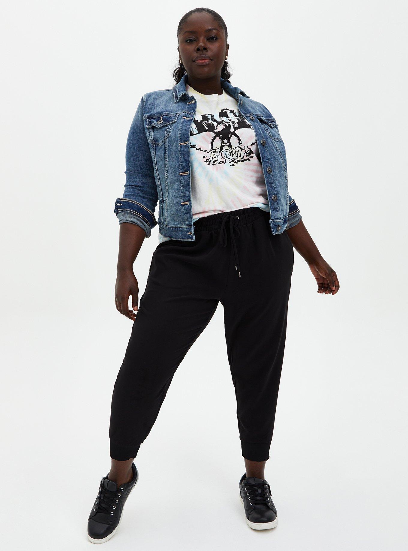 Plus Size Relaxed Fit Jogger Stretch Twill Mid-Rise Pant, DEEP BLACK, alternate