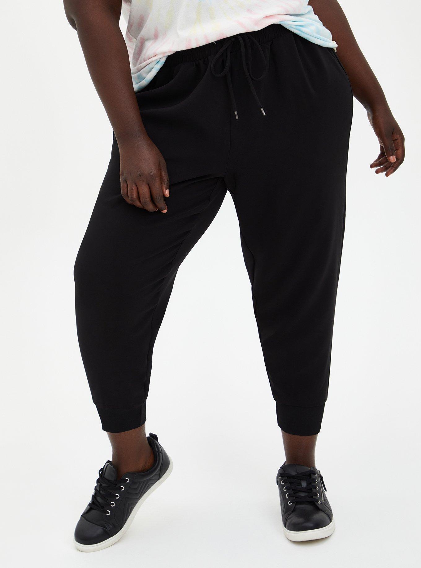 Plus Size Relaxed Fit Jogger Stretch Twill Mid-Rise Pant, DEEP BLACK, hi-res