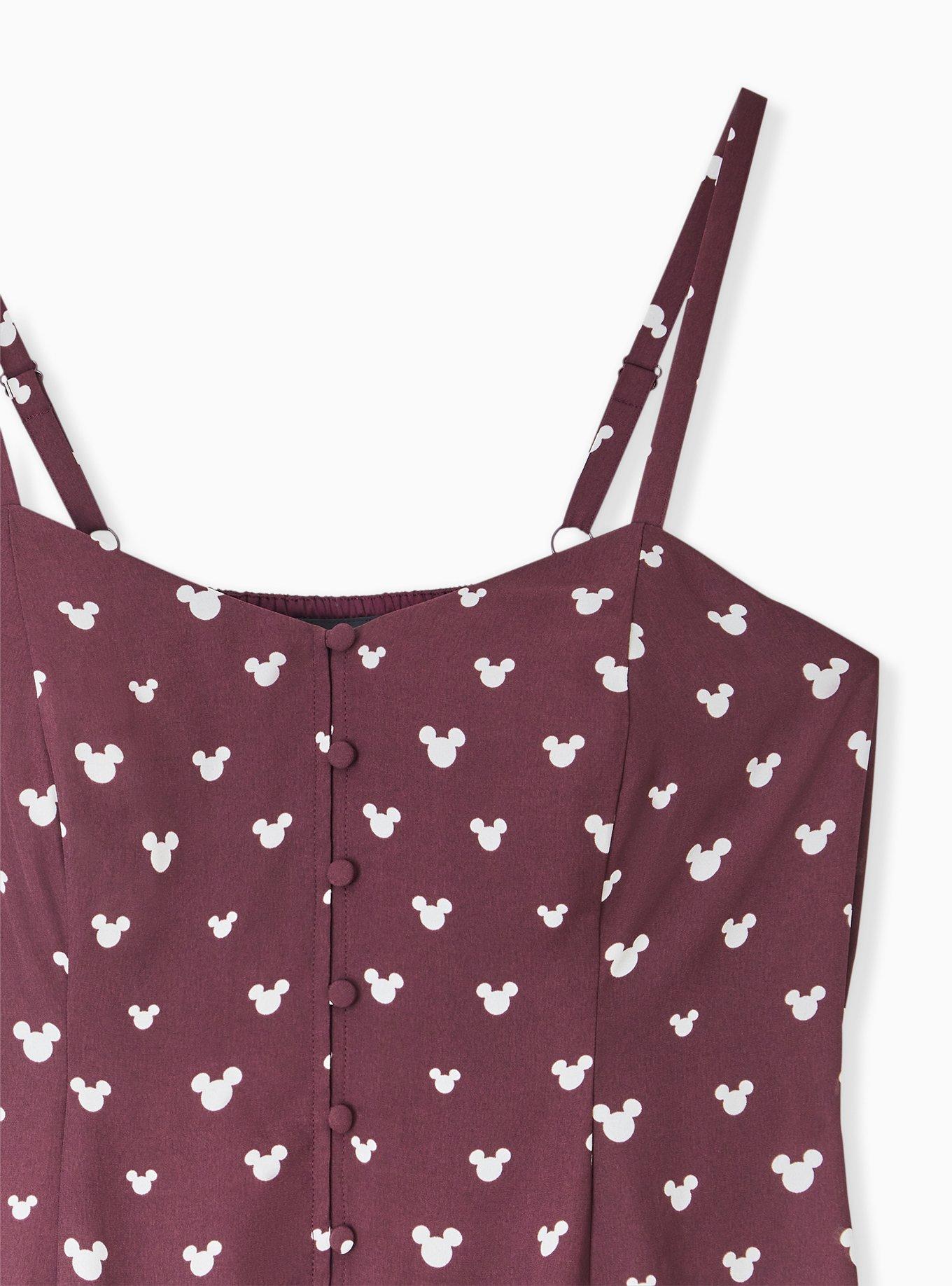 Plus Size Disney Mickey Mouse Georgette  Burgundy Purple Fit & Flare Cami, MULTI, alternate