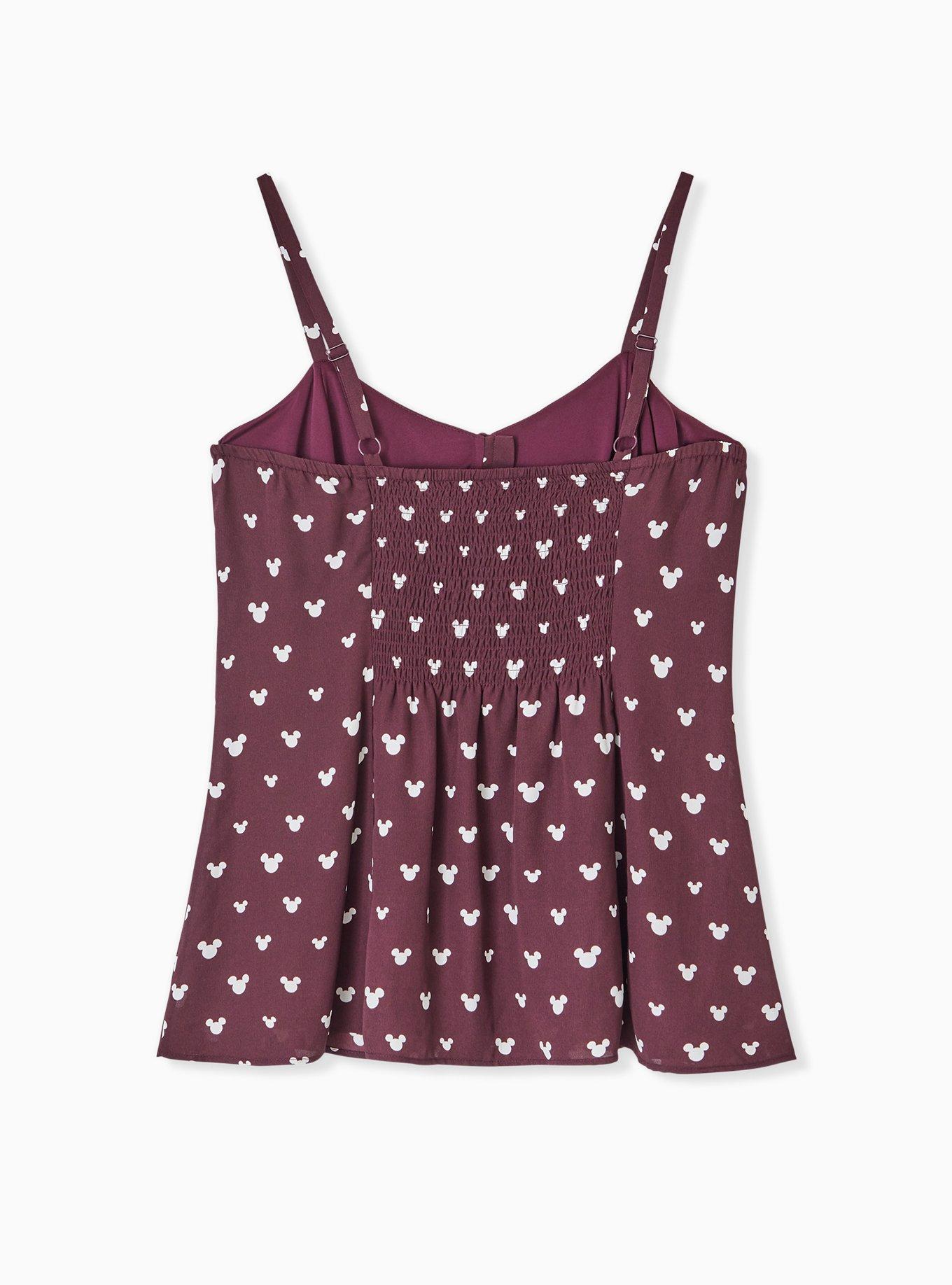 Plus Size Disney Mickey Mouse Georgette  Burgundy Purple Fit & Flare Cami, MULTI, alternate