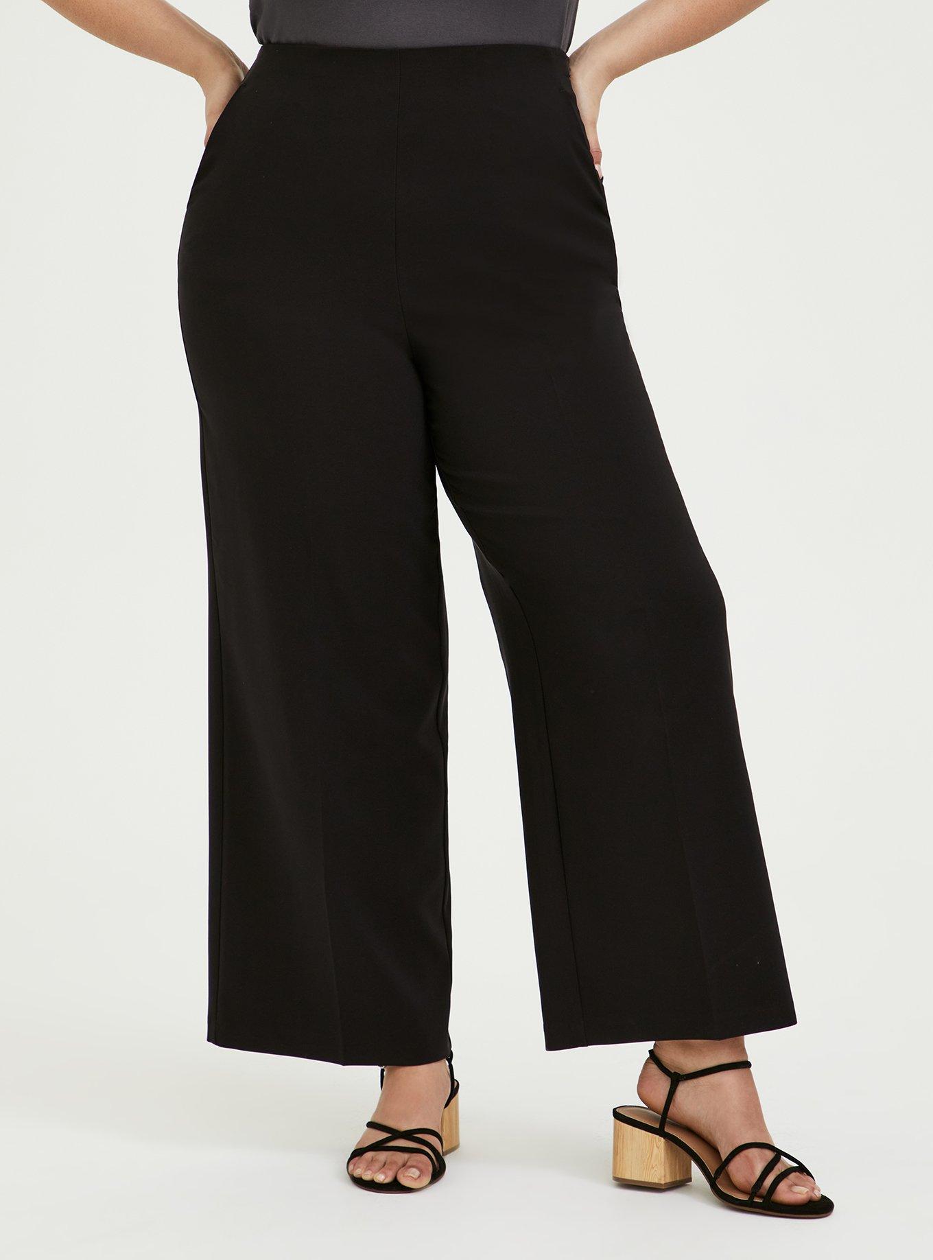 Plus Size Black High Rise Wide Leg Pant, DEEP BLACK, hi-res