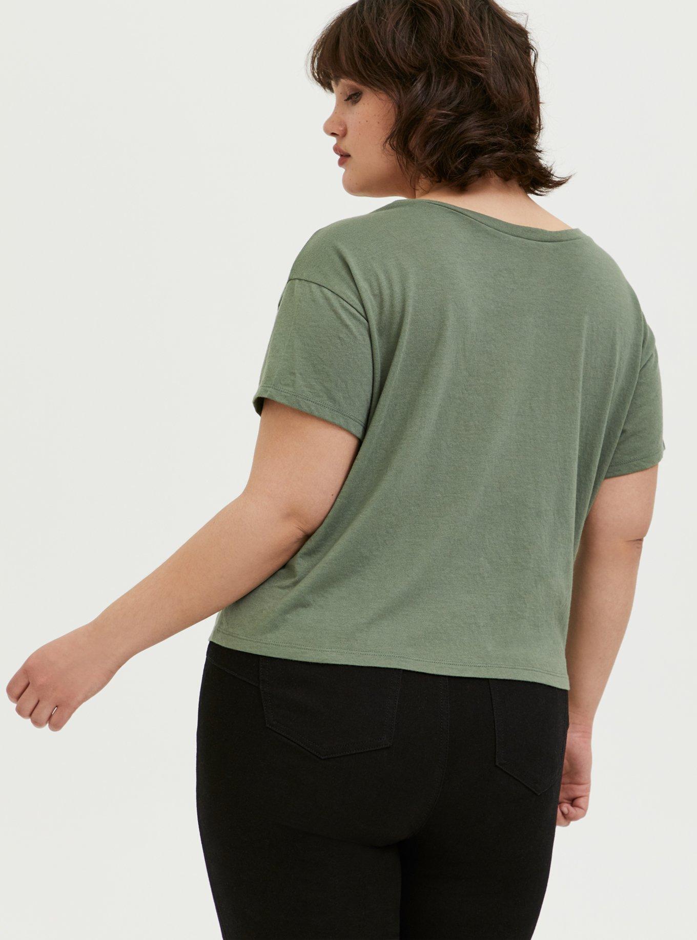 Looney Tunes Bugs Bunny Light Olive Green Crop Tee, AGAVE GREEN, alternate