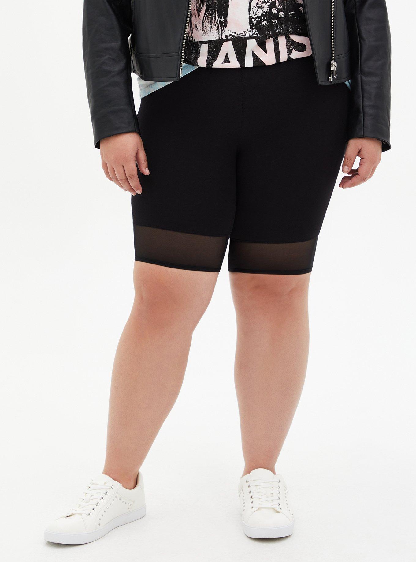 Plus Size - Black Mesh Hem Bike Short - Torrid