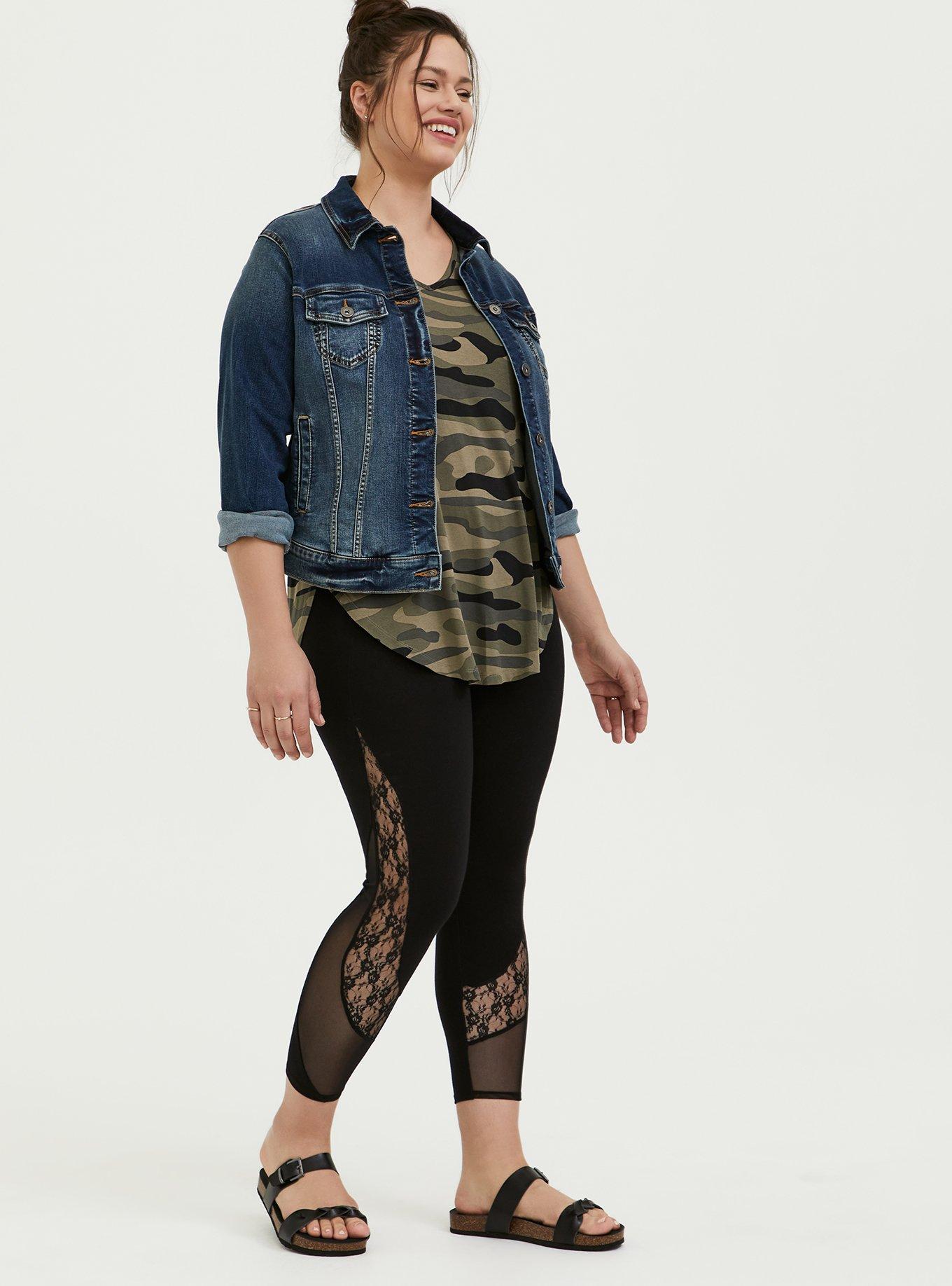 Plus Size - Jeggings - Black Wash with Lace Inset - Torrid