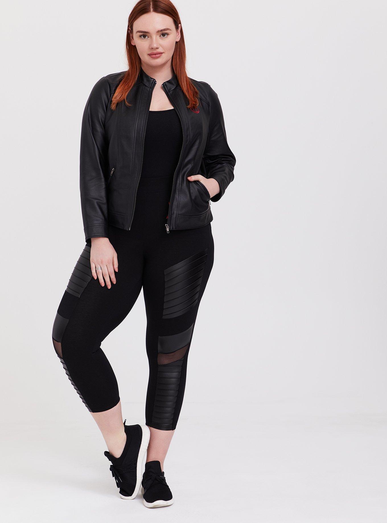 Plus Size Her Universe Marvel Black Widow Black Crop Moto Legging Torrid