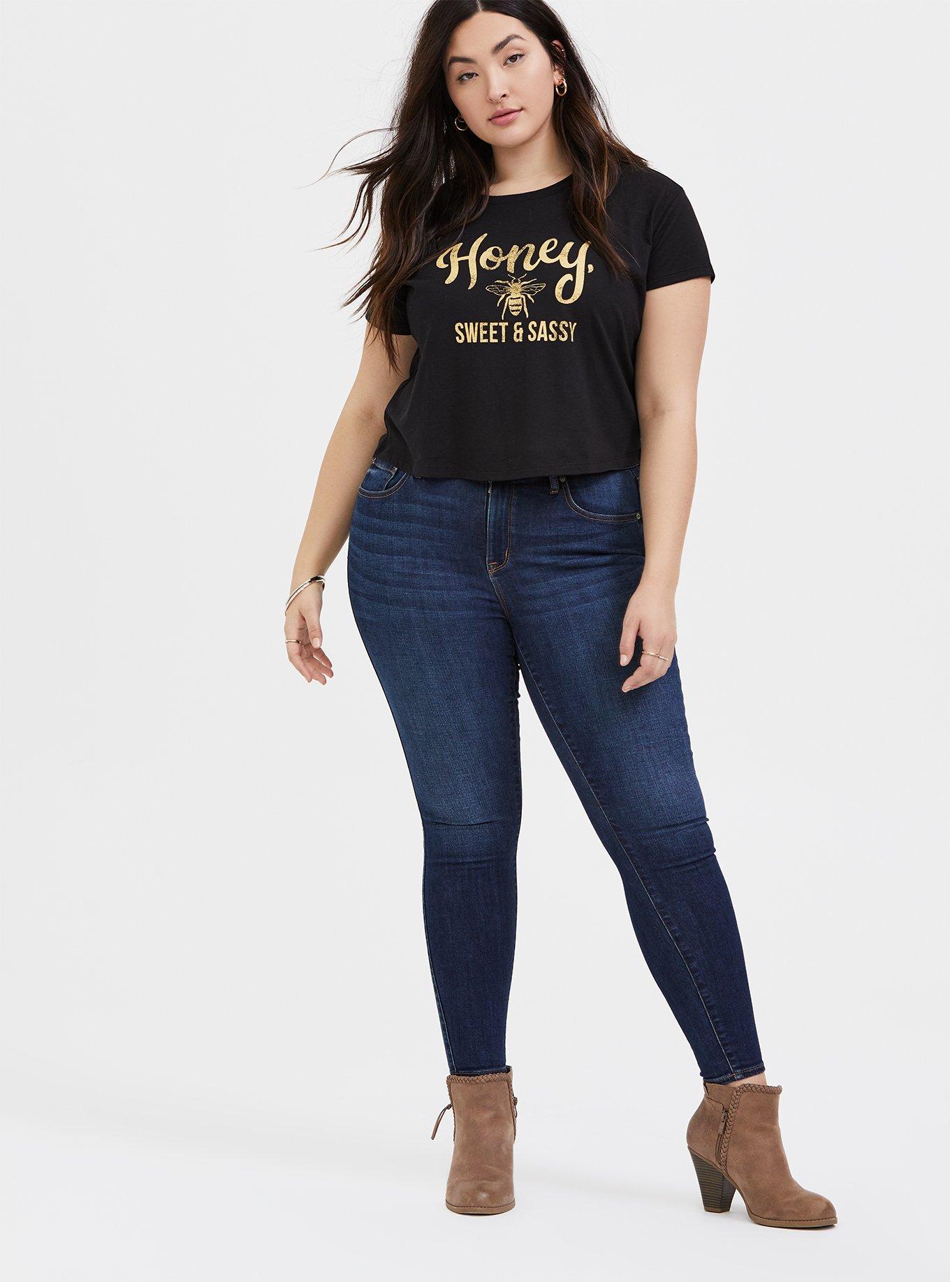 Honey Sweet & Sassy Black Crop Tee, DEEP BLACK, alternate