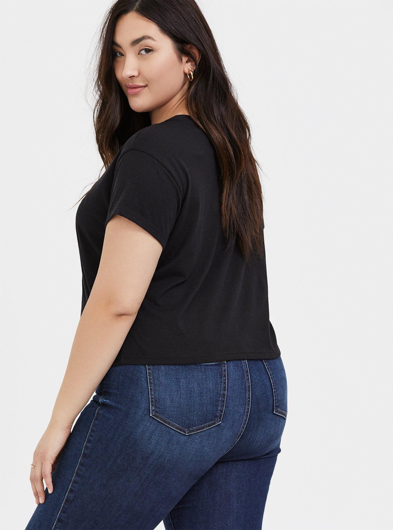 Love Daisy Black Crop Tee, DEEP BLACK, alternate