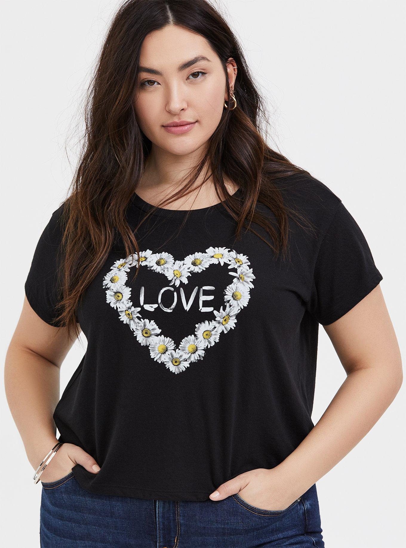 Love Daisy Black Crop Tee, DEEP BLACK, alternate
