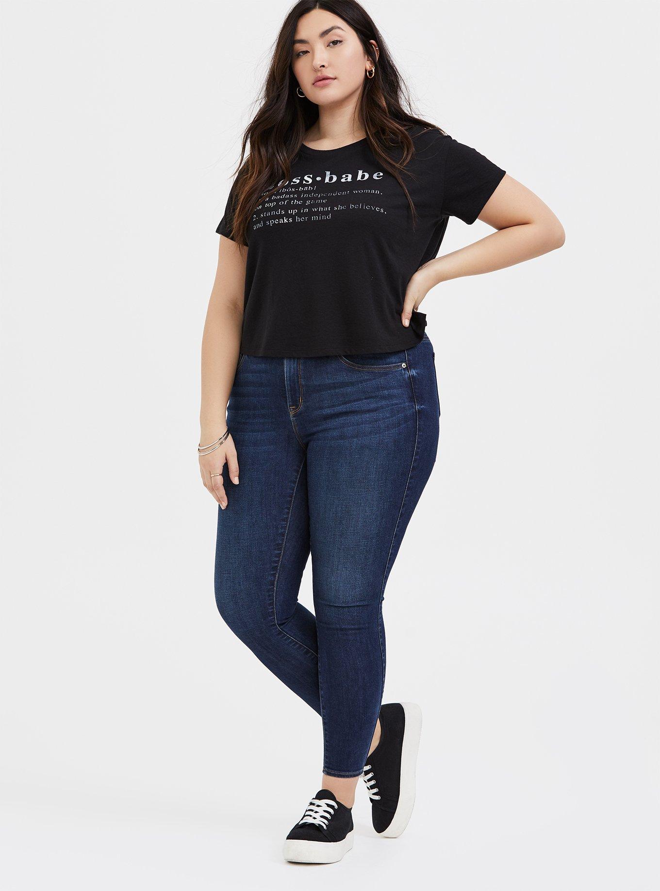 Boss Babe Black Crop Tee, DEEP BLACK, alternate