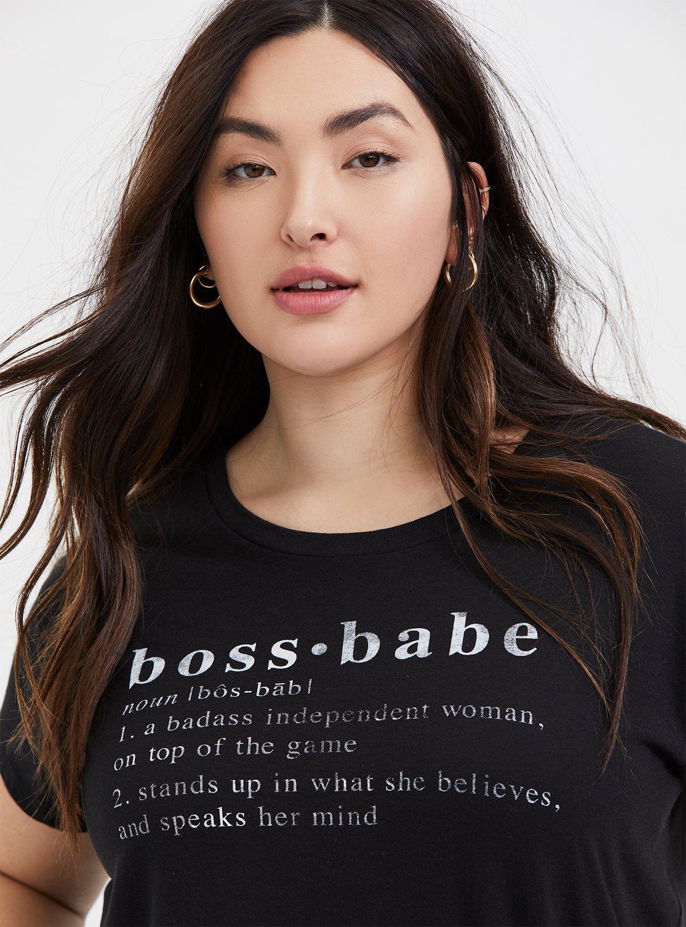 Boss Babe Black Crop Tee, DEEP BLACK, alternate