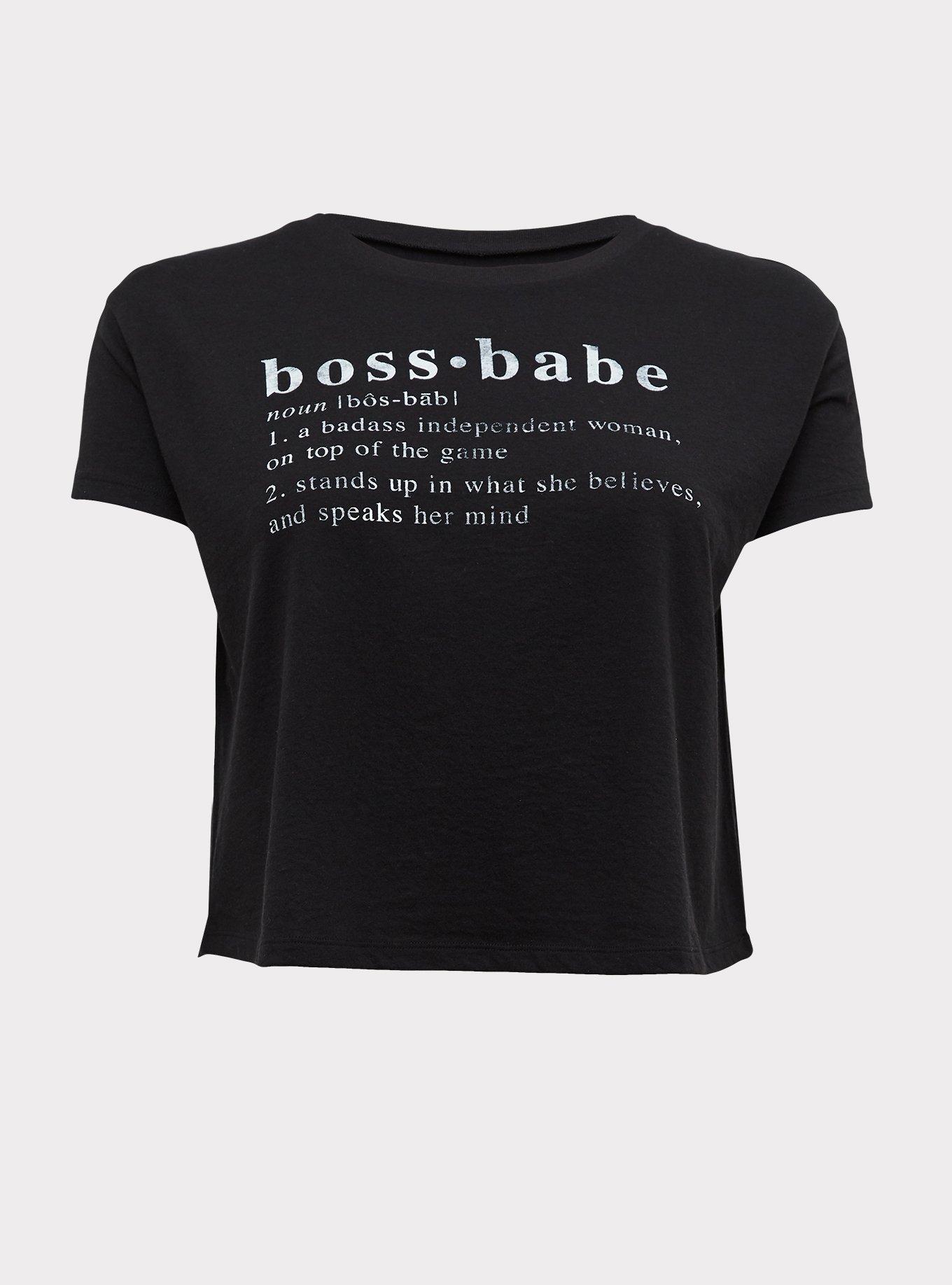 Boss Babe Black Crop Tee, DEEP BLACK, hi-res