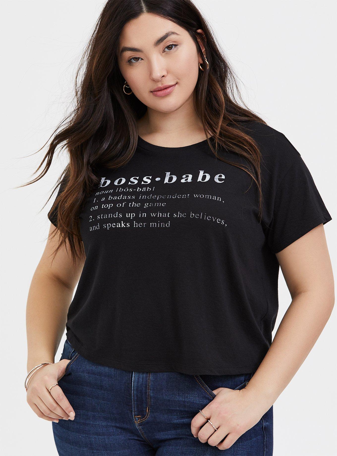 Boss Babe Black Crop Tee, DEEP BLACK, hi-res