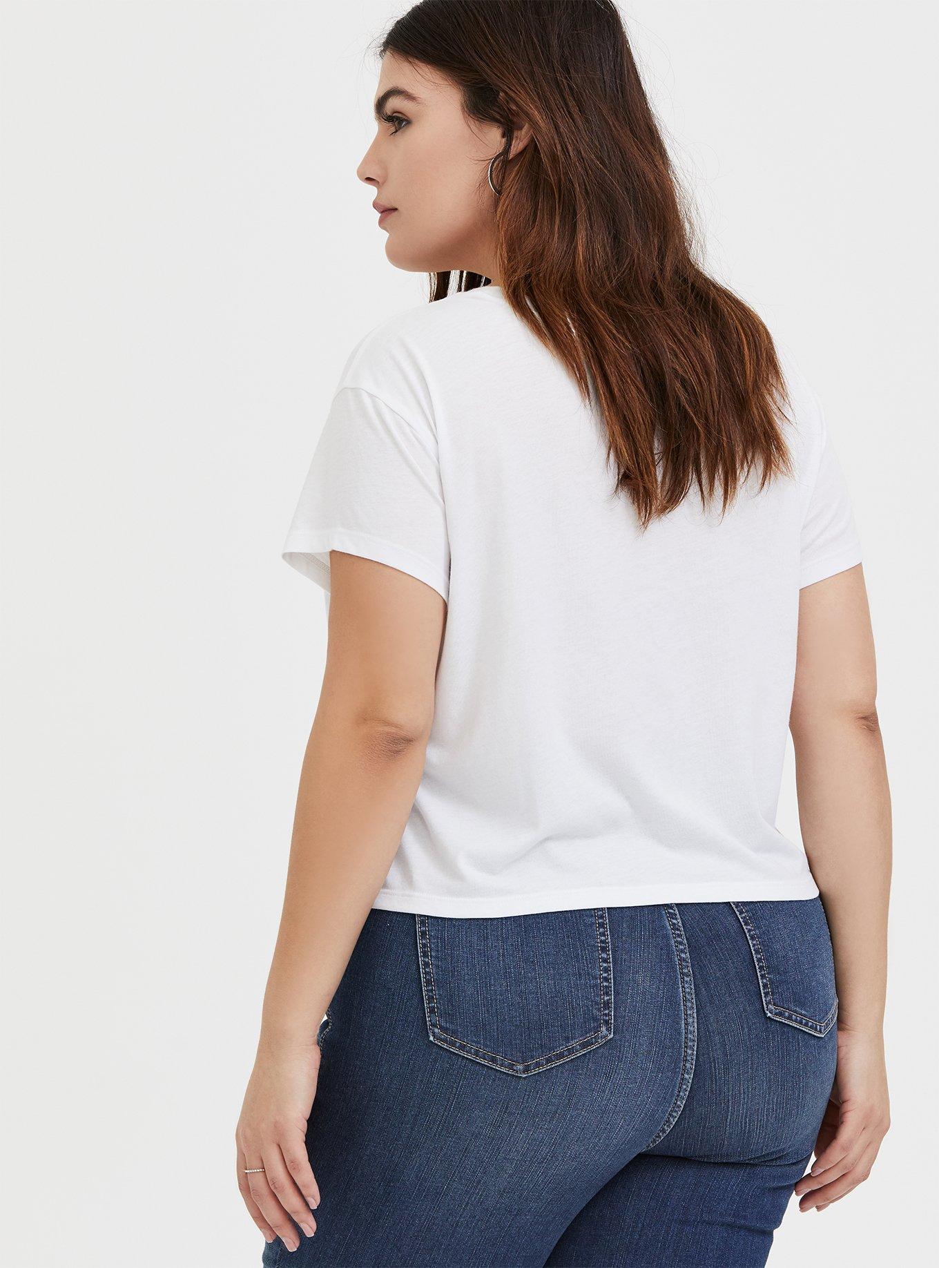 Girl Power White Relaxed Fit Crop Tee, CLOUD DANCER, alternate