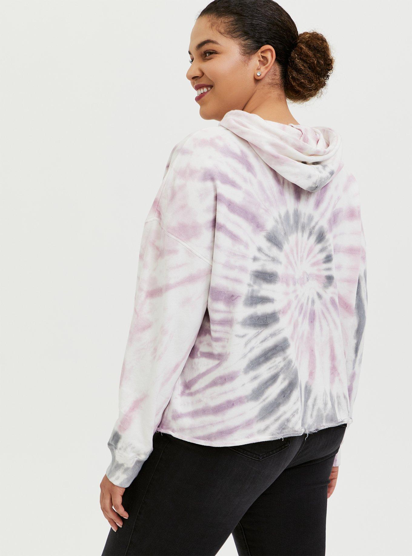 Plus Size Dream On Multi Tie Dye Crop Hoodie, MULTI, alternate