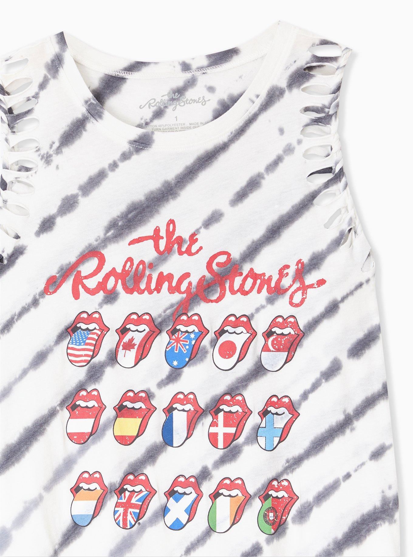 The Rolling Stones White & Black Tie-Dye Crew Tank, CLOUD DANCER, alternate