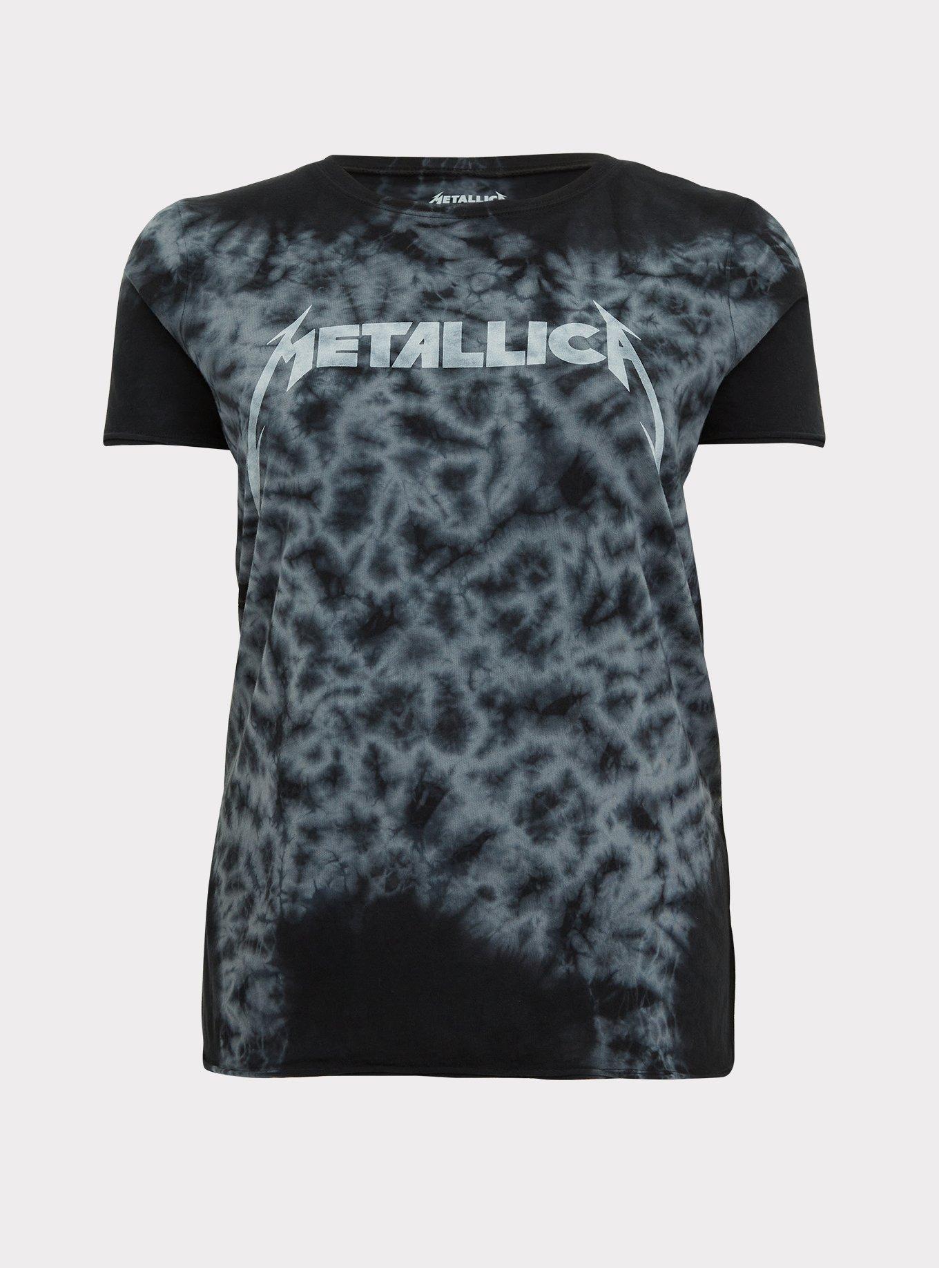 Metallica Torrid Plus 4 Gray Tie-Dye The Black Album Graphic Short Sleeve popular Tee