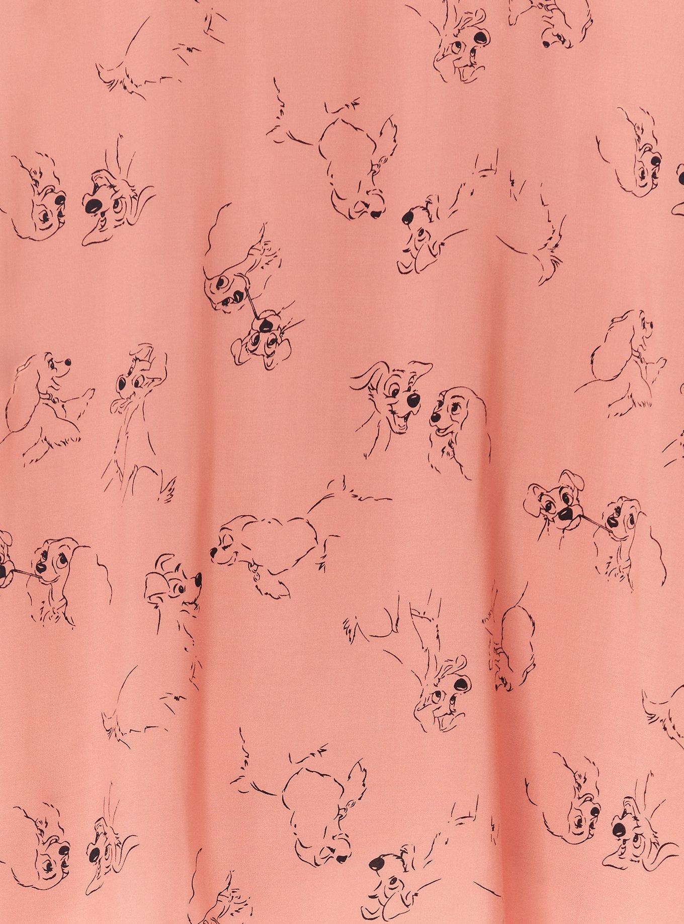Disney Animals Lady & The Tramp Dusty Pink Crop Tie Front Blouse, MULTI, alternate