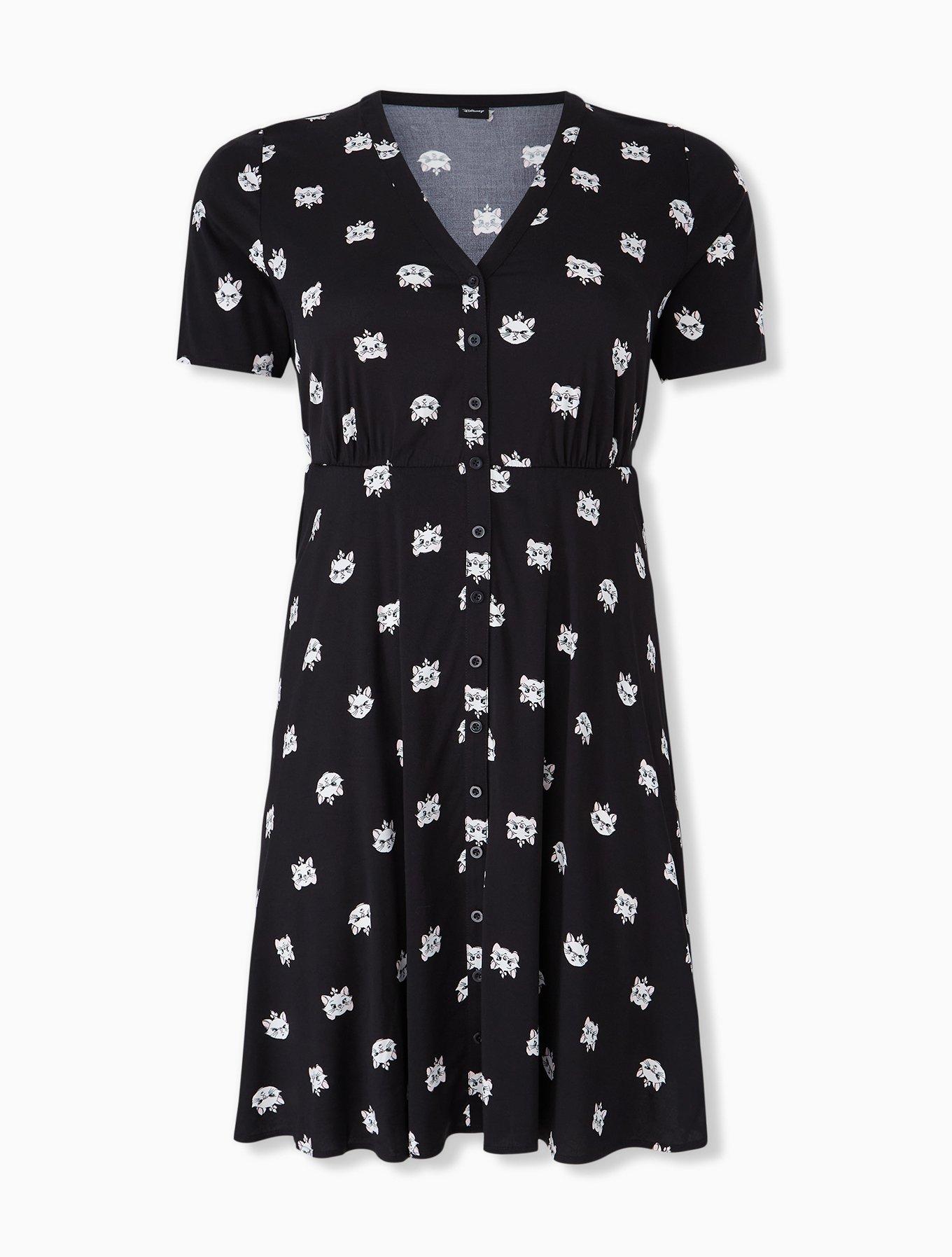 Disney Animals The Aristocats Marie Challis Black Shirt Dress, BLACK, hi-res