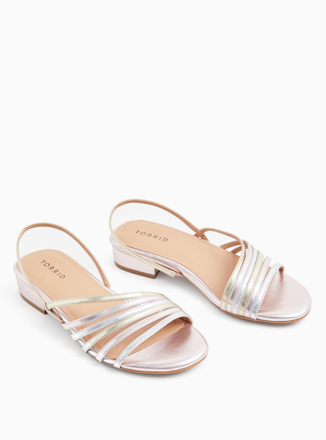 Plus Size Rose Gold Faux Leather Slingback Low Heel (WW), GOLD, alternate