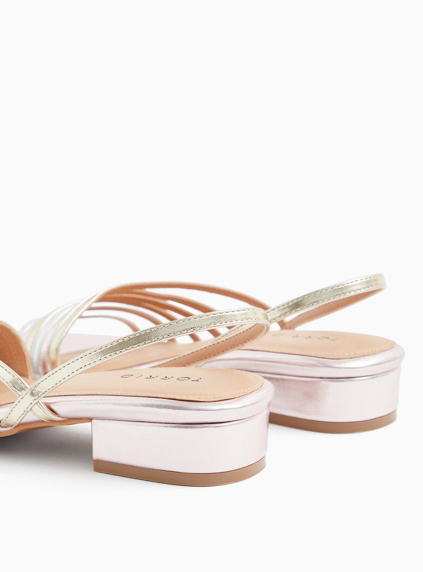 Plus Size Rose Gold Faux Leather Slingback Low Heel (WW), GOLD, alternate