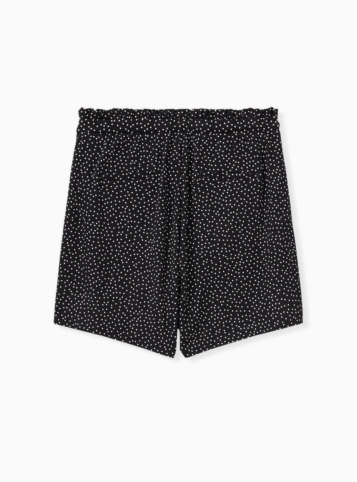 5 Inch Pull-On Studio Luxe Ponte Mid-Rise Paperbag Waist Short, TEENSY DOT, alternate