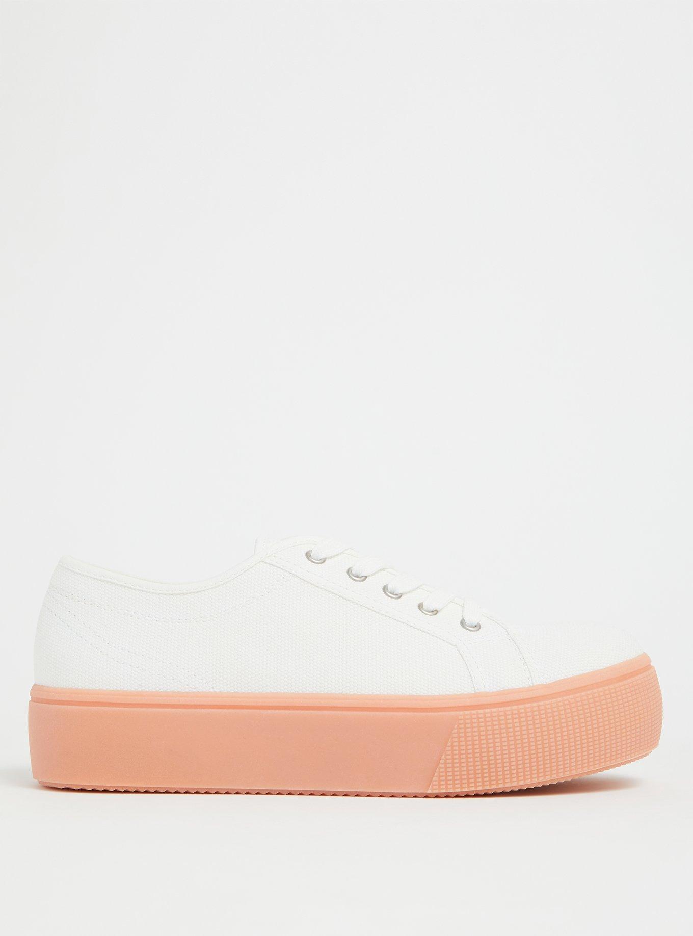 Plus Size White Canvas Lace Up Platform Sneaker WW Torrid