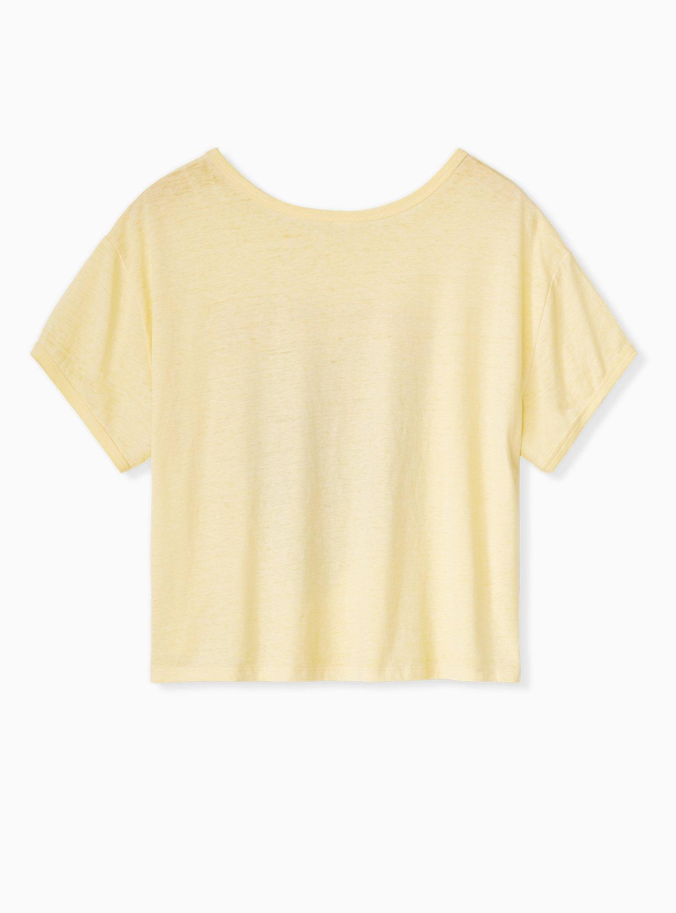 Plus Size Janis Joplin Yellow Burnout Crop Crew Tee, YELLOW, alternate