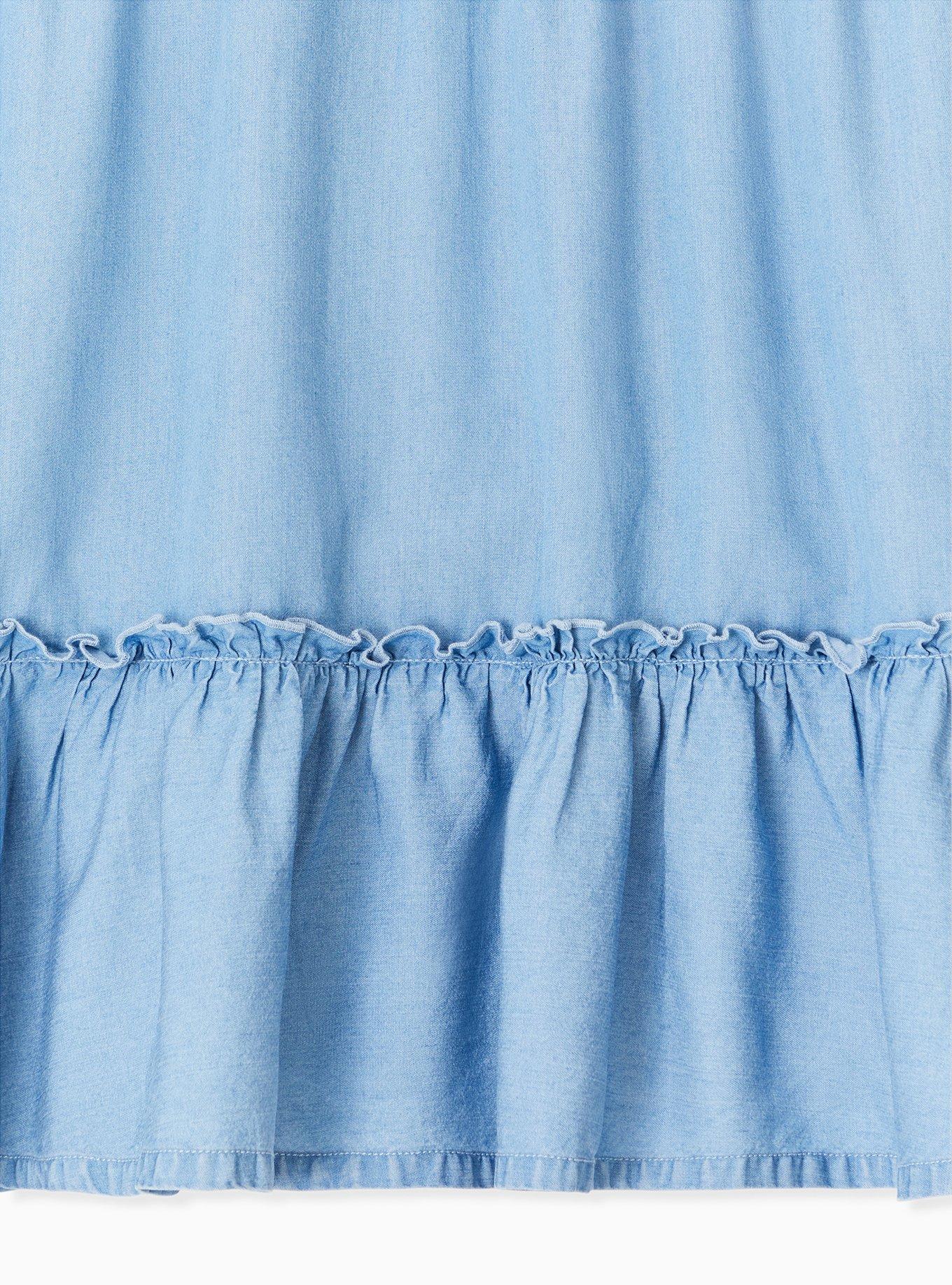 Plus Size Blue Chambray Ruffle Mini Skirt, CHAMBRAY, alternate