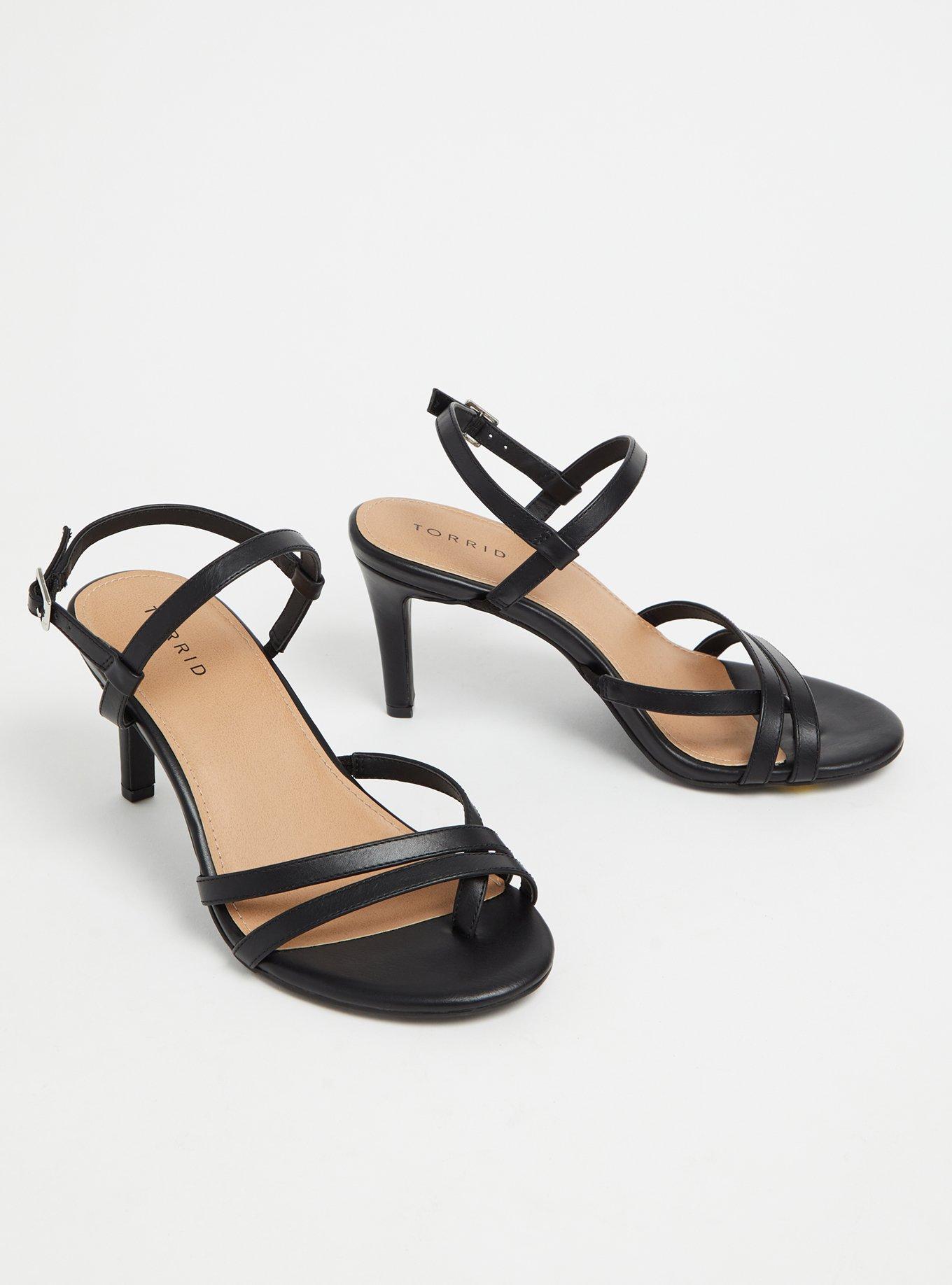 Plus Size - Black Faux Leather Strappy Heel (WW) - Torrid