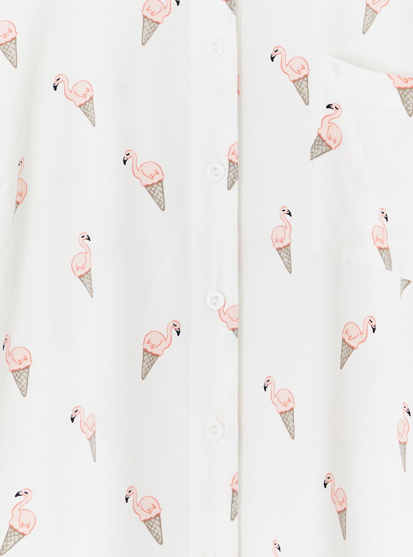 Stretch Challis Button-Front Shirt, FLAMINGO WHITE, alternate