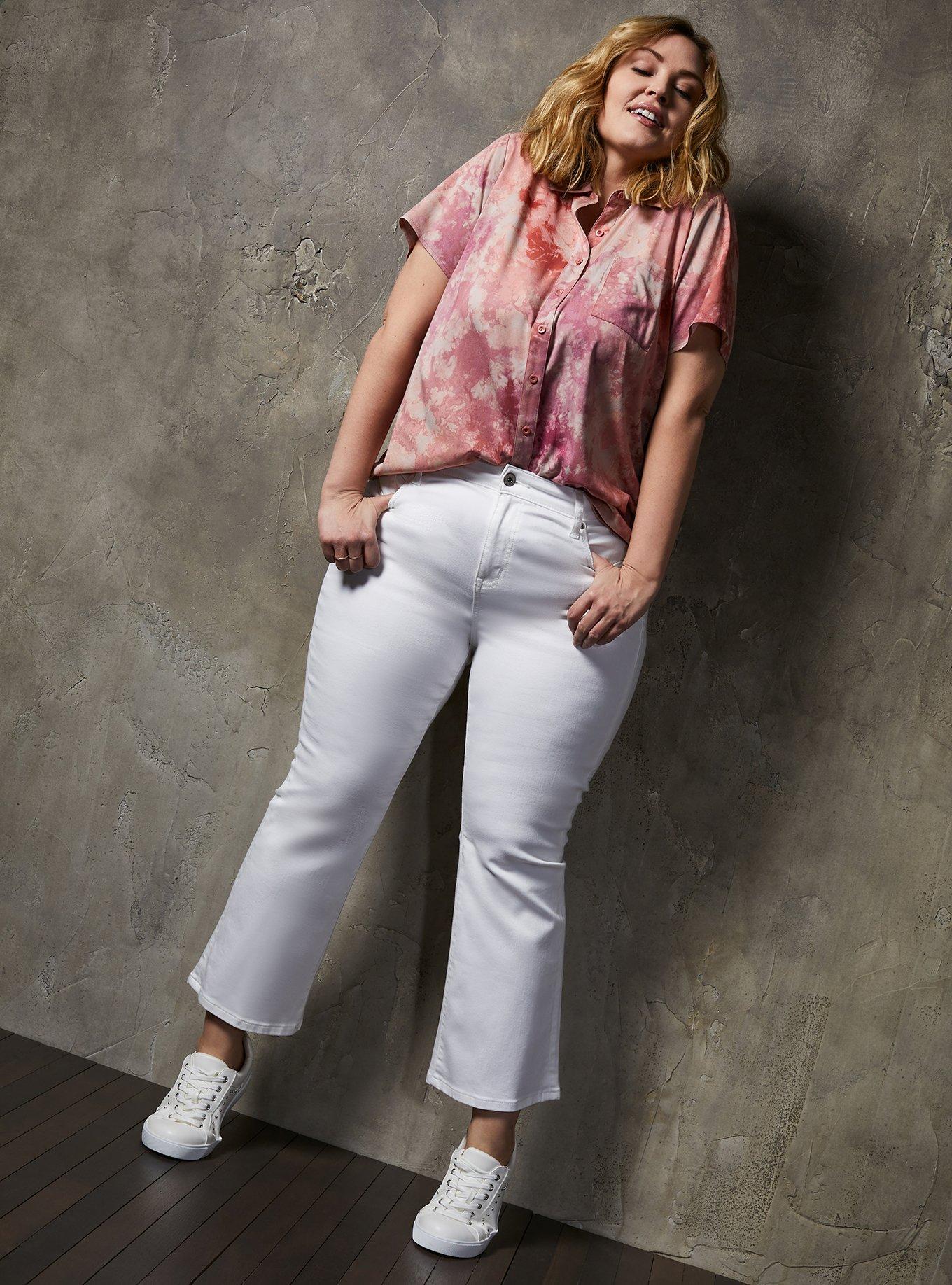 Plus Size Stretch Challis Button-Front Shirt, DYE MUSHROOM, alternate