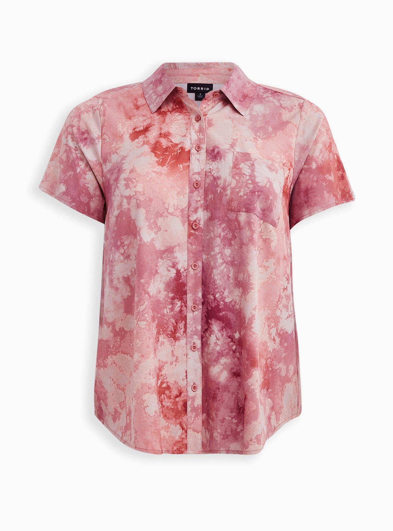 Plus Size Stretch Challis Button-Front Shirt, DYE MUSHROOM, hi-res