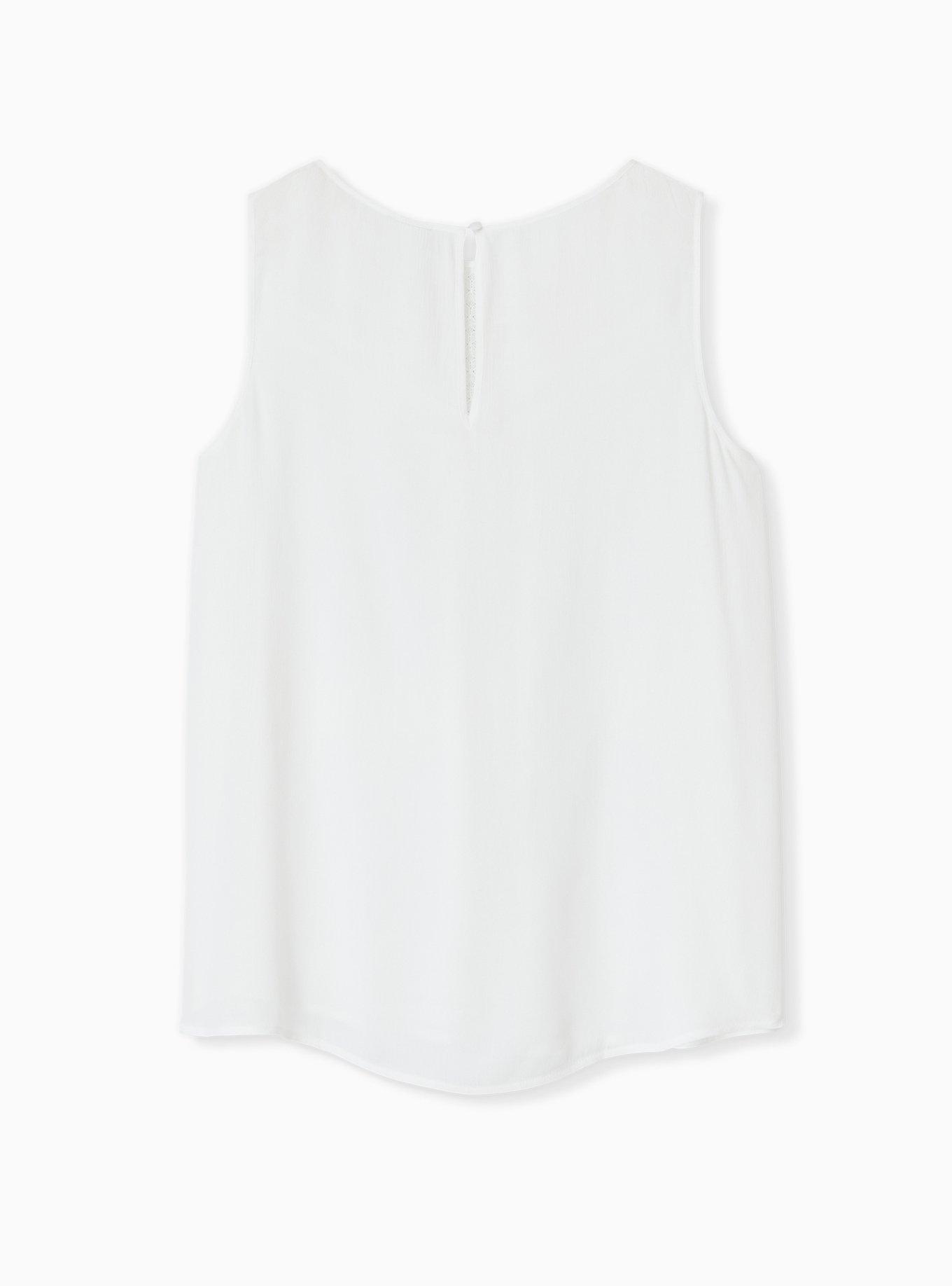 Plus Size Gauze With Lace Inset Tank, CLOUD DANCER, alternate