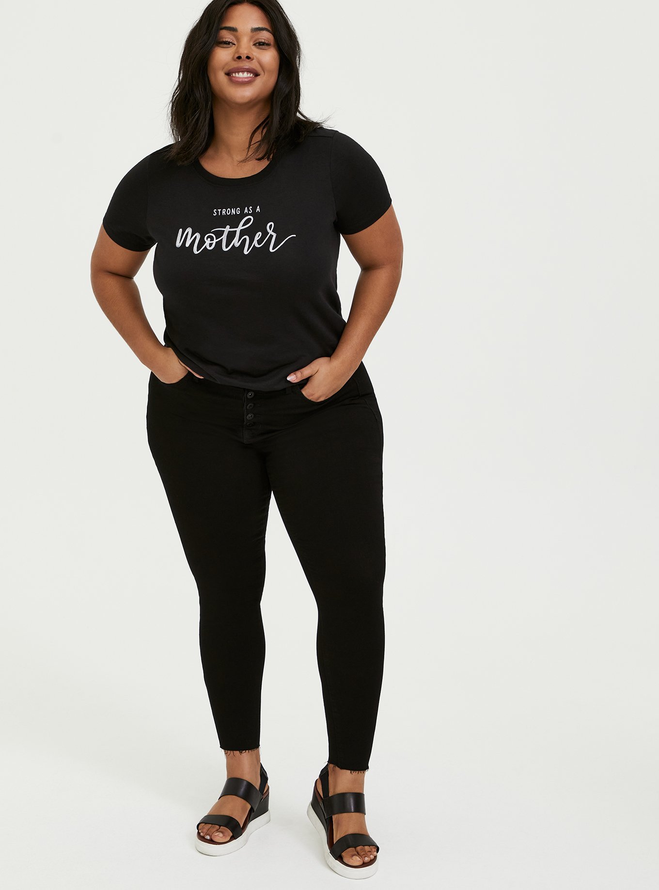 Plus Size - Strong As A Mother Slim Fit Crew Tee - Featherlight Slub ...