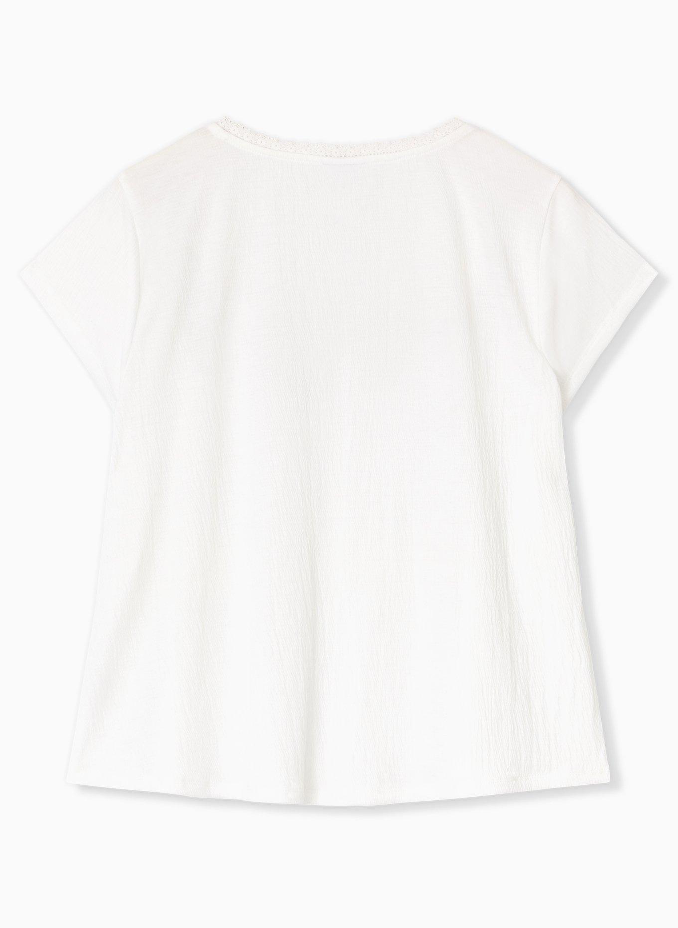 Ivory Crepe Embroidered Top, CLOUD DANCER, alternate