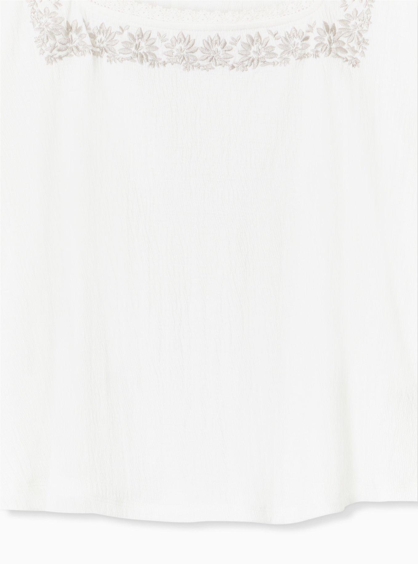 Ivory Crepe Embroidered Top, CLOUD DANCER, alternate