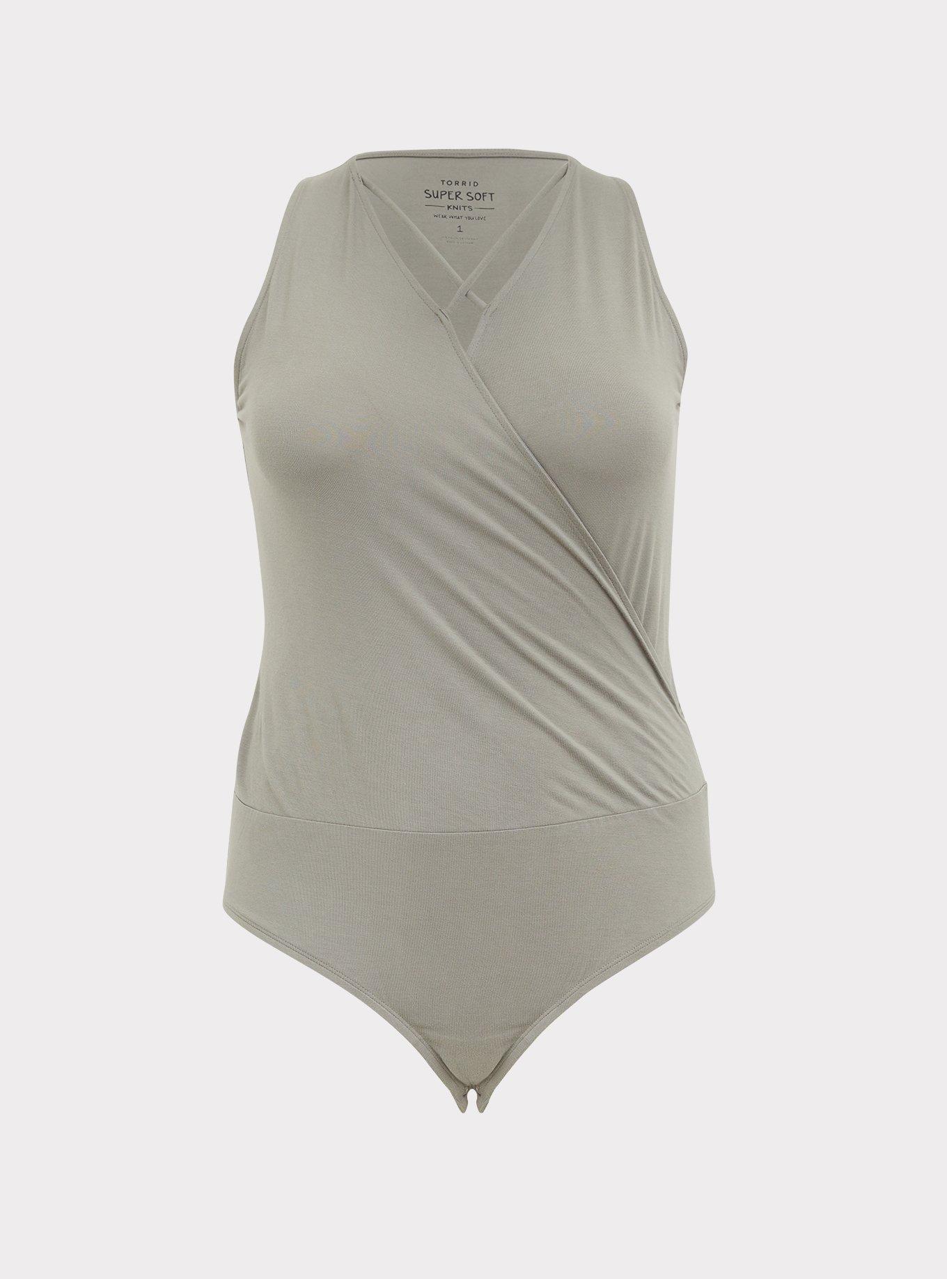Super Soft Surplice Strappy Bodysuit, MOON MIST, hi-res