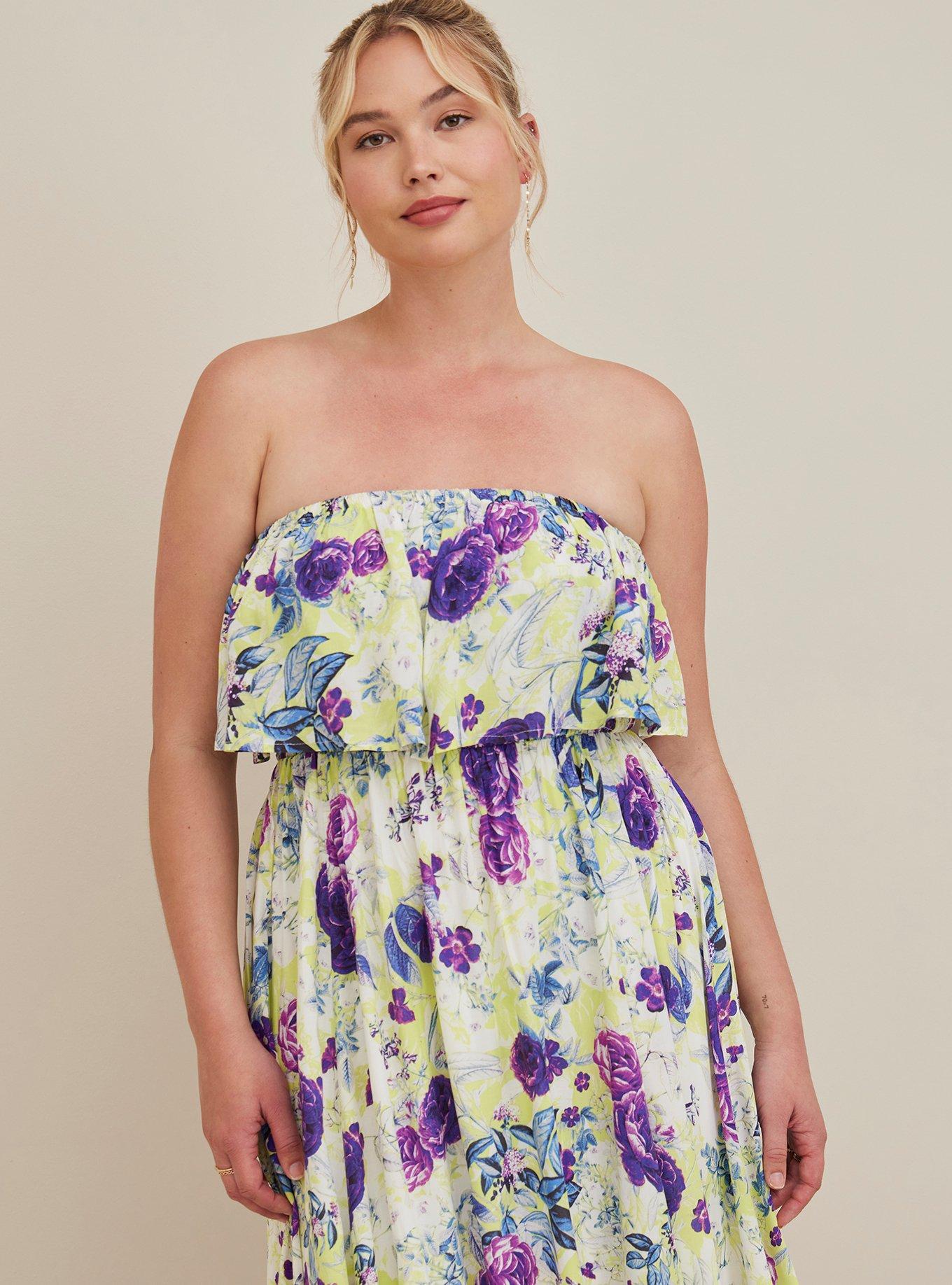 Plus Size - Maxi Challis Strapless Dress - Torrid