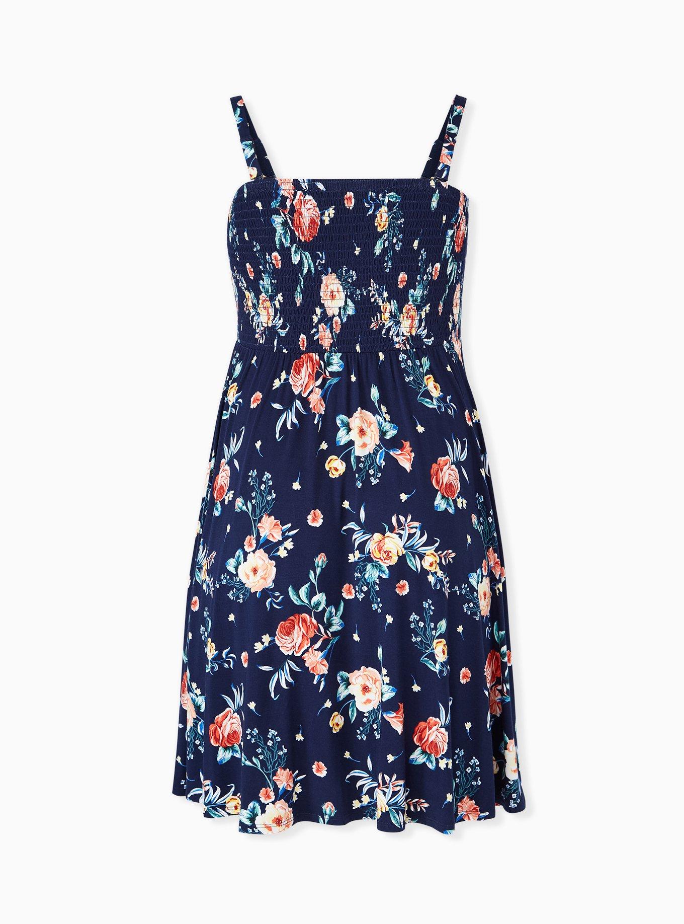 Plus Size Mini Super Soft Strapless Skater Dress, FLORAL NAVY, alternate